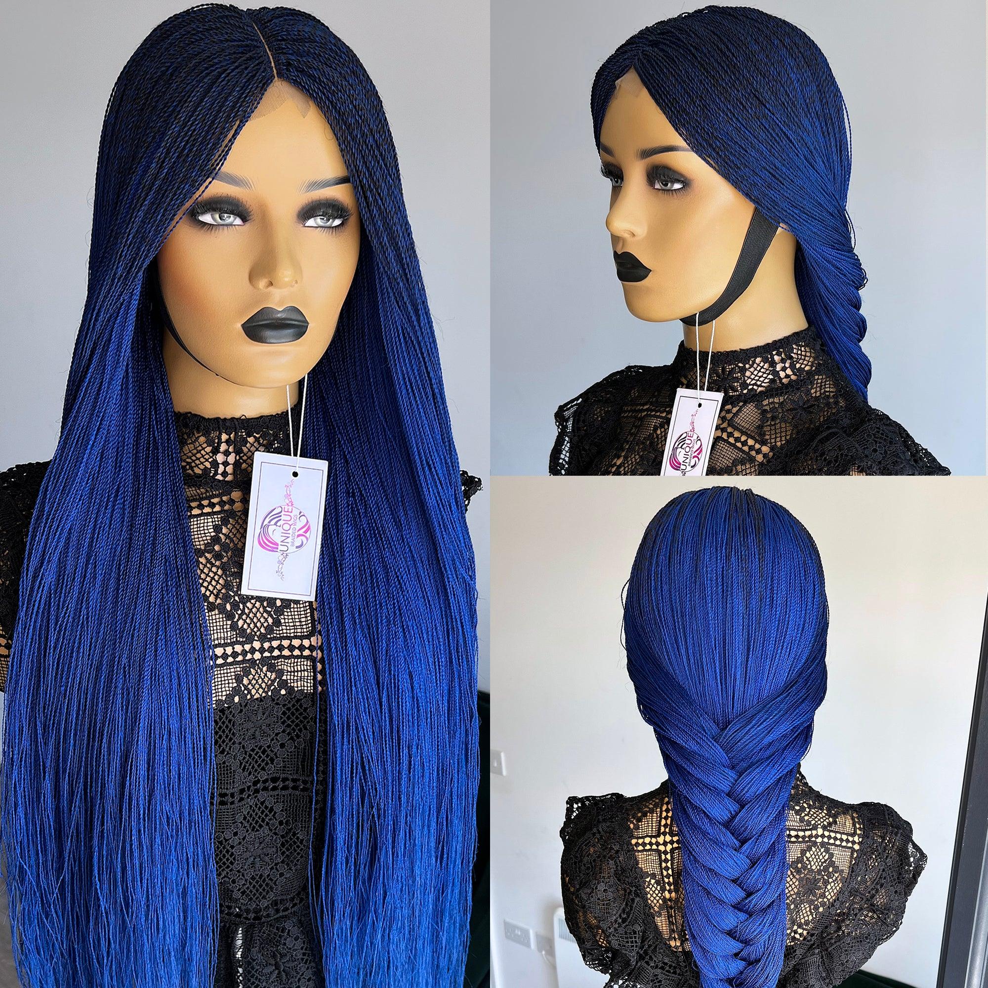 Unique Needle Senegalese Twists Wig - Blue - UniqueBraidedWigs