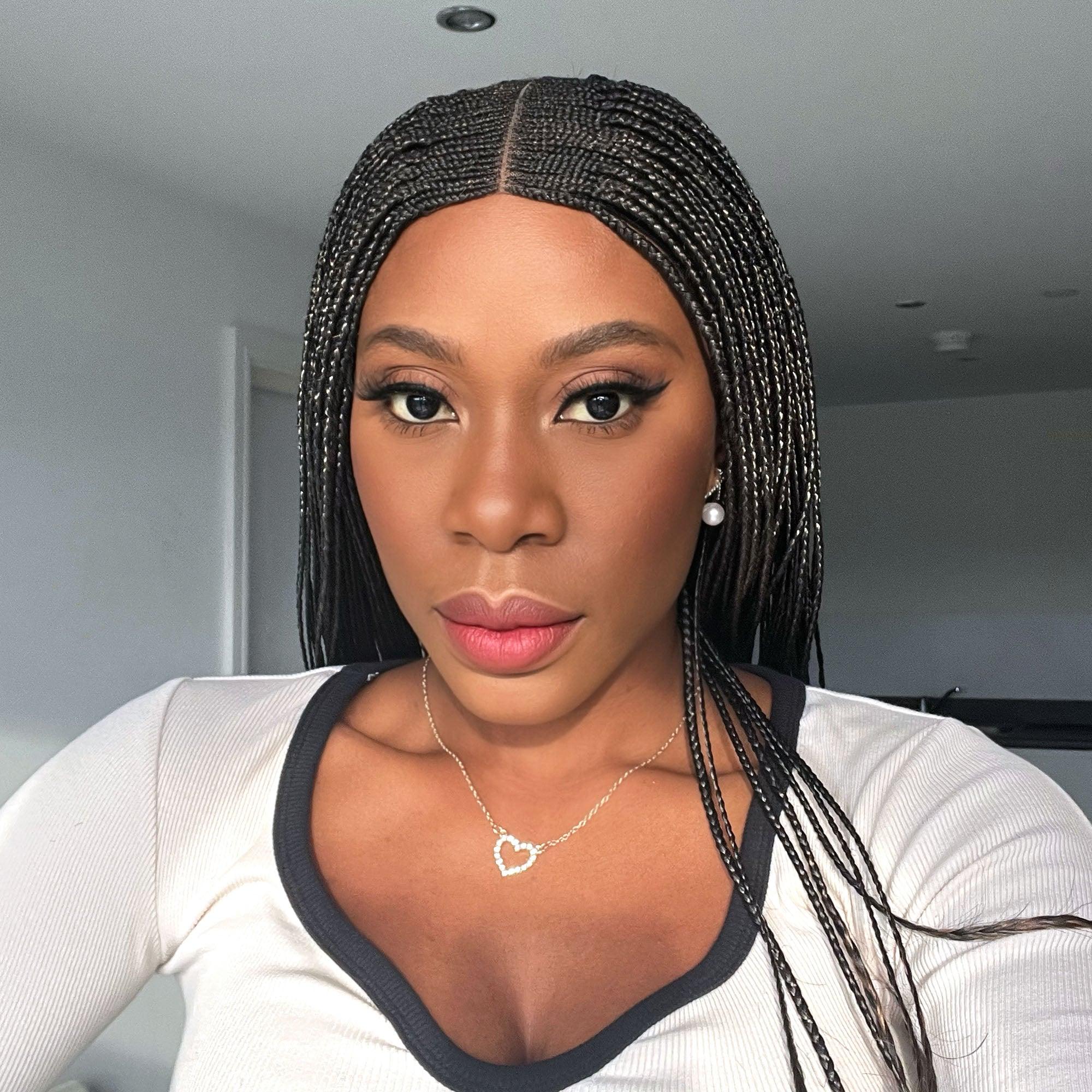 Cornrow Braided Wig with Curls - 1b/27 ombre - UniqueBraidedWigs