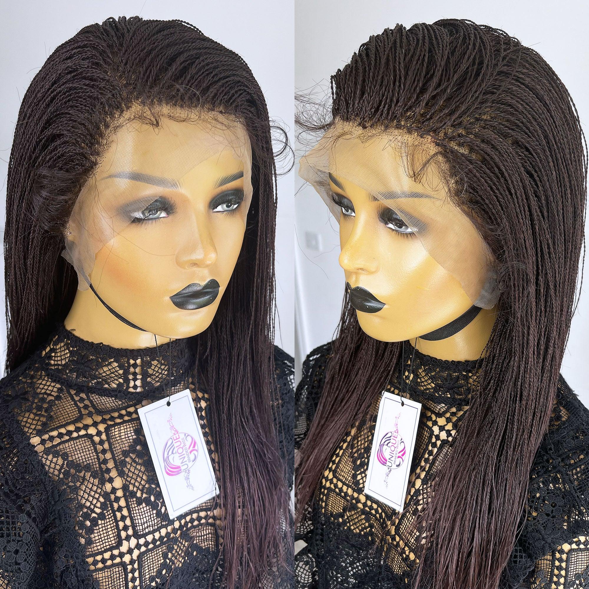 Lace Front Micro Senegalese Twists Braid Wig - Elle - UniqueBraidedWigs