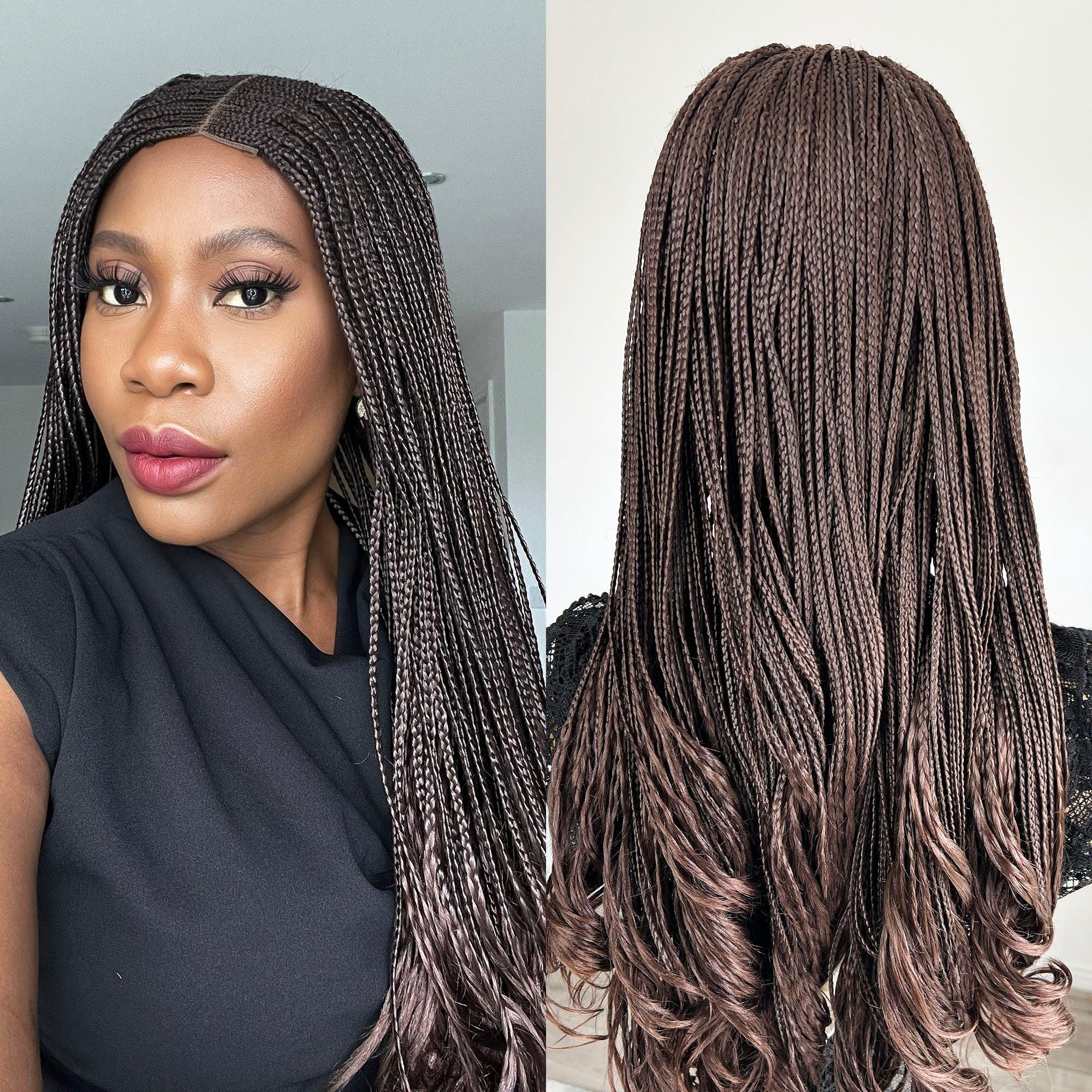 Cornrow Braided Wig with Curly Ends - #33 - UniqueBraidedWigs