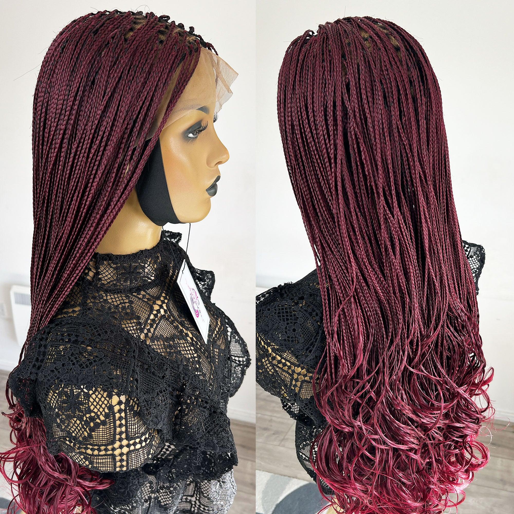 Naomi Curly Braids - Burgundy - UniqueBraidedWigs