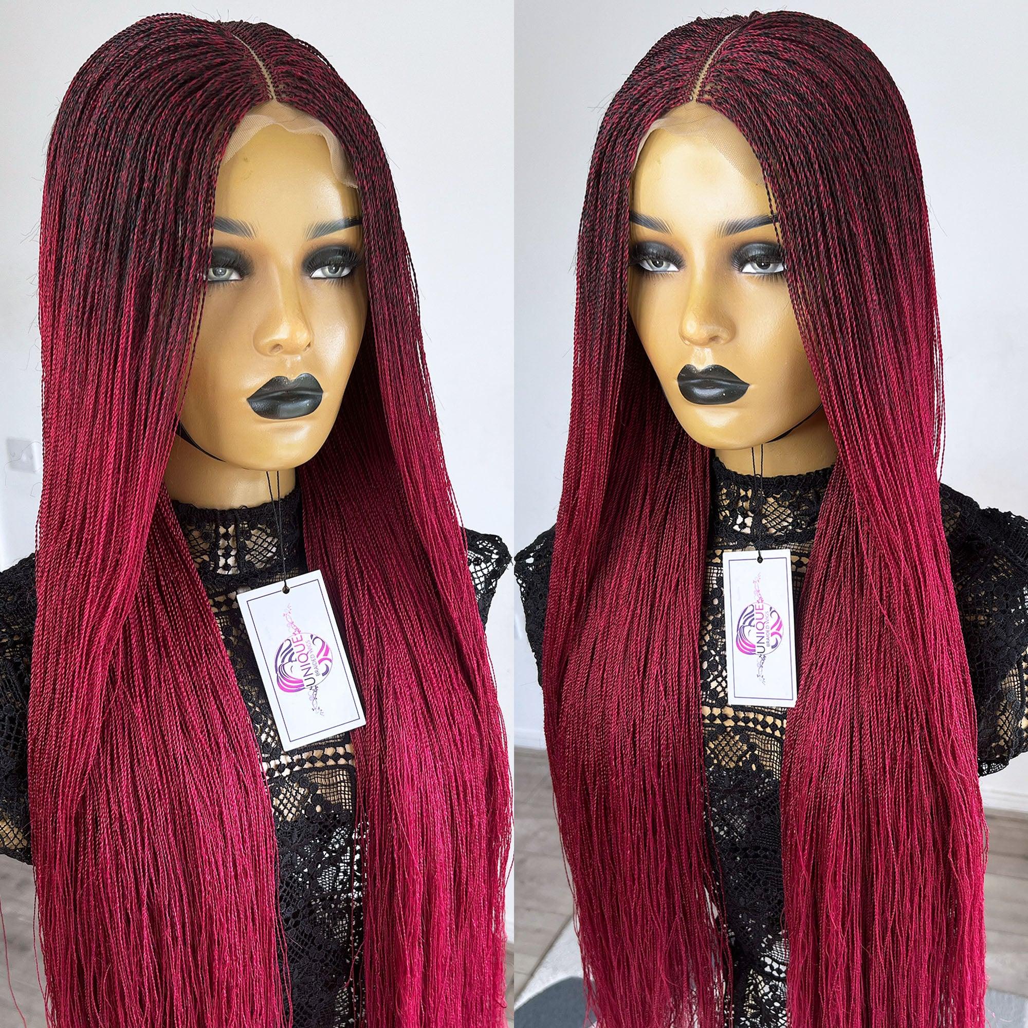 Unique Micro Needle Senegalese Twists Wig - Burgundy - UniqueBraidedWigs