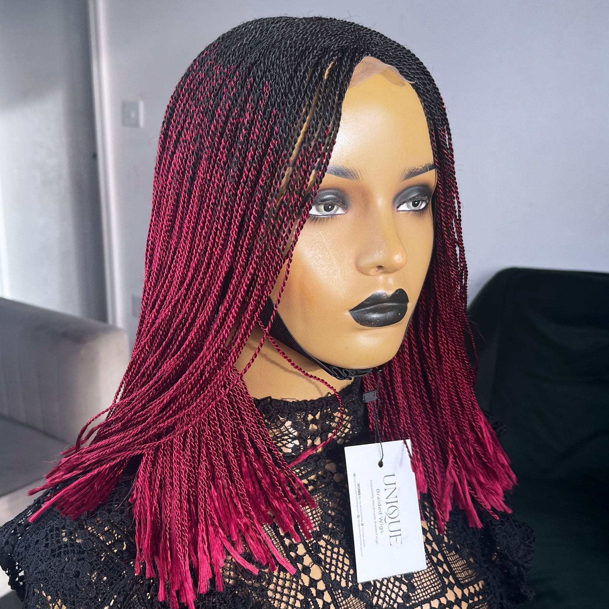Short Micro Senegalese Twists - #1b/Burgundy Ombre