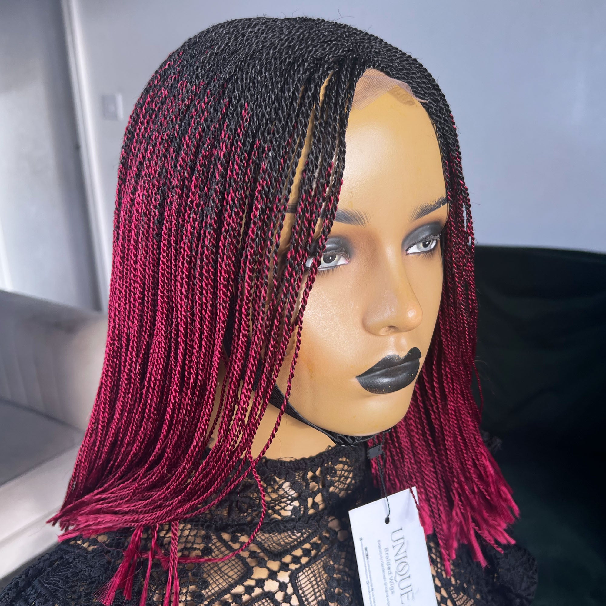 Short Micro Senegalese Twists - #1b/Burgundy Ombre