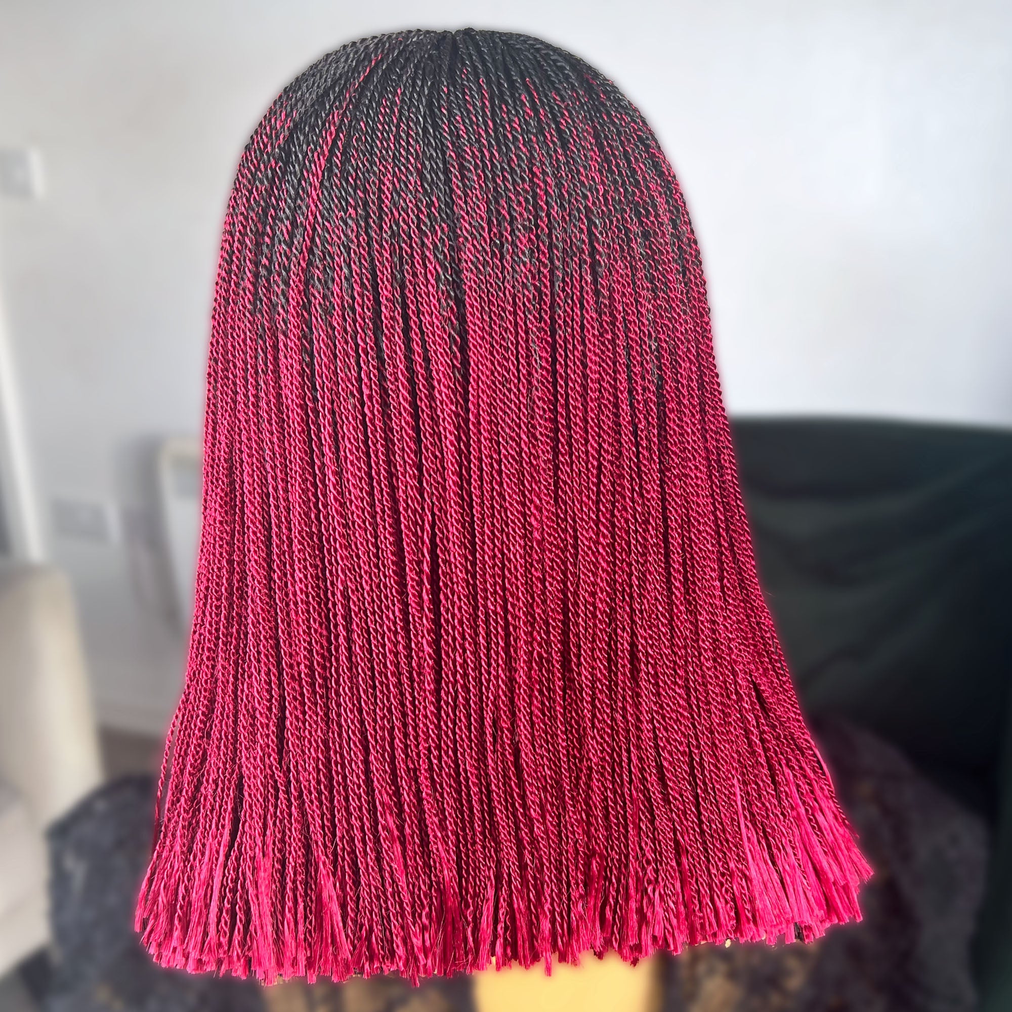 Short Micro Senegalese Twists - #1b/Burgundy Ombre