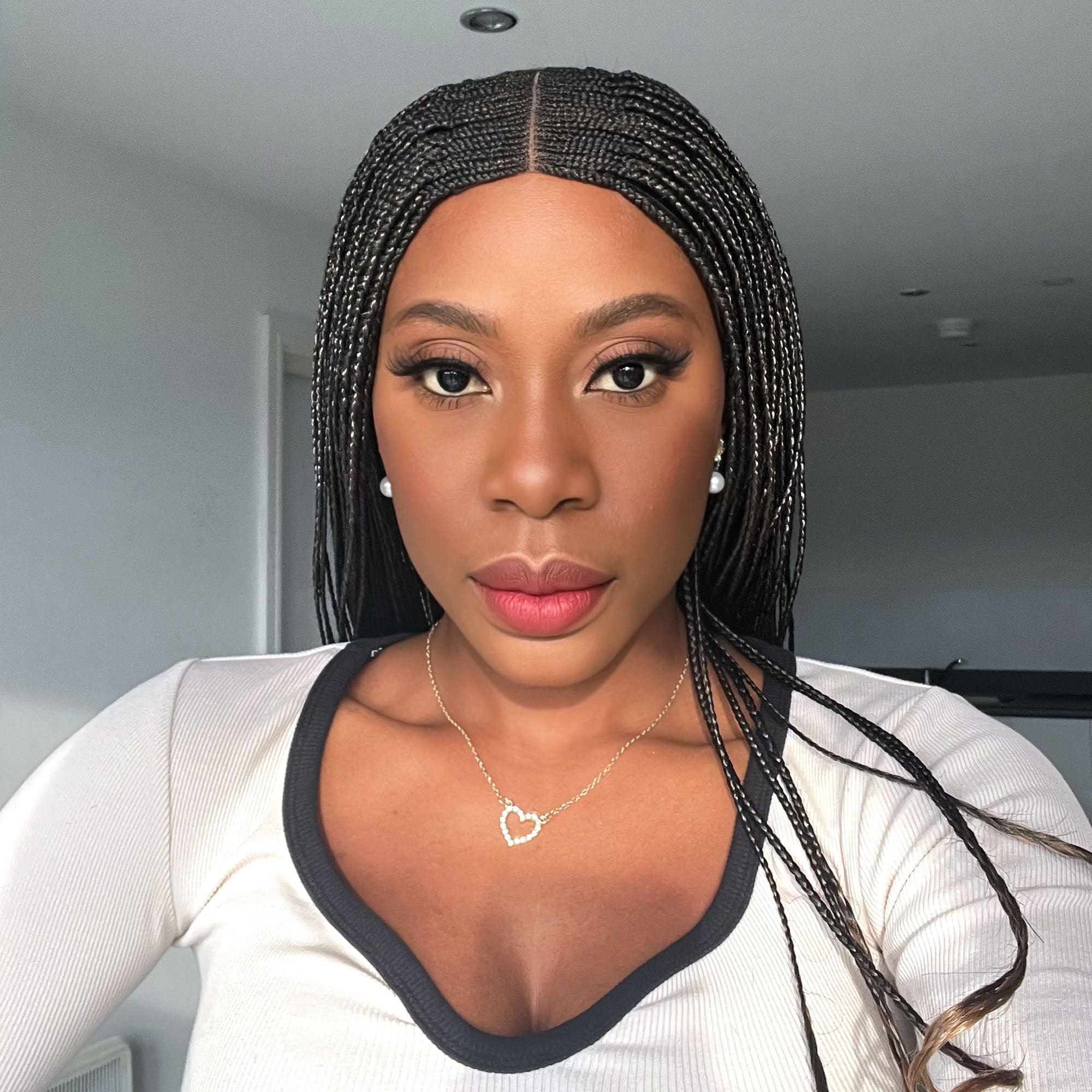 Cornrow Braided Wig with Curls - 1b/27 ombre - UniqueBraidedWigs