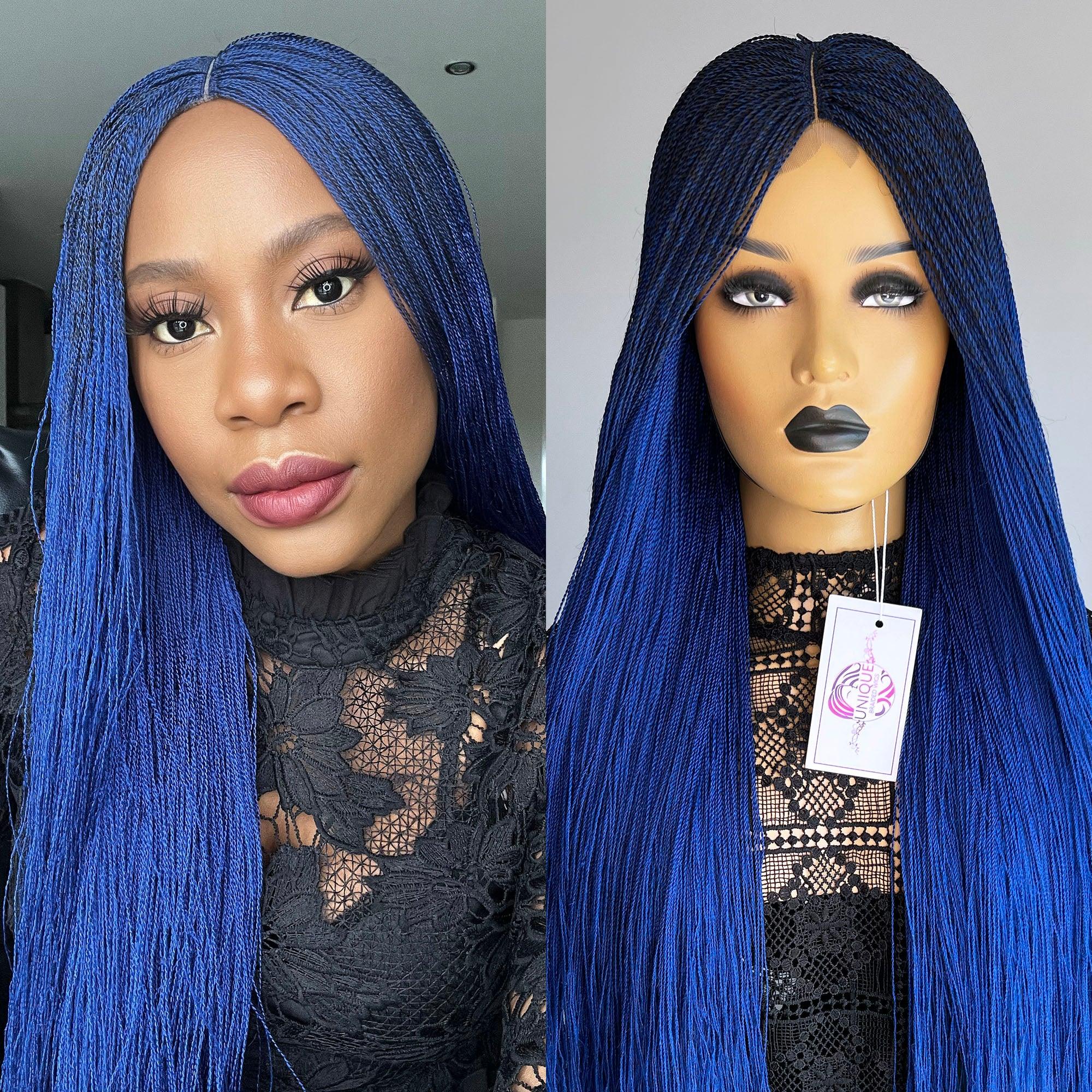 Unique Needle Senegalese Twists Wig - Blue - UniqueBraidedWigs