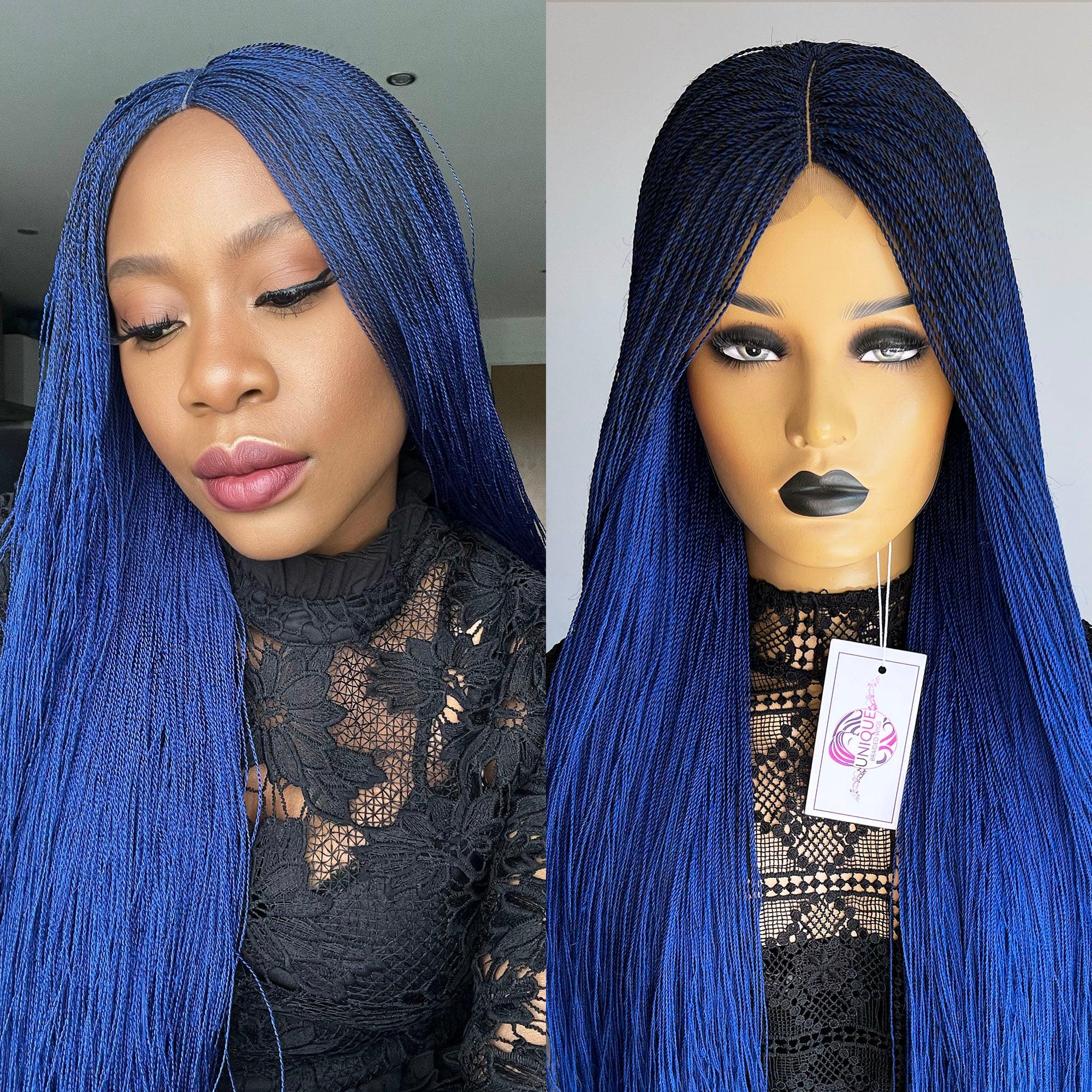 Unique Needle Senegalese Twists Wig - Blue - UniqueBraidedWigs