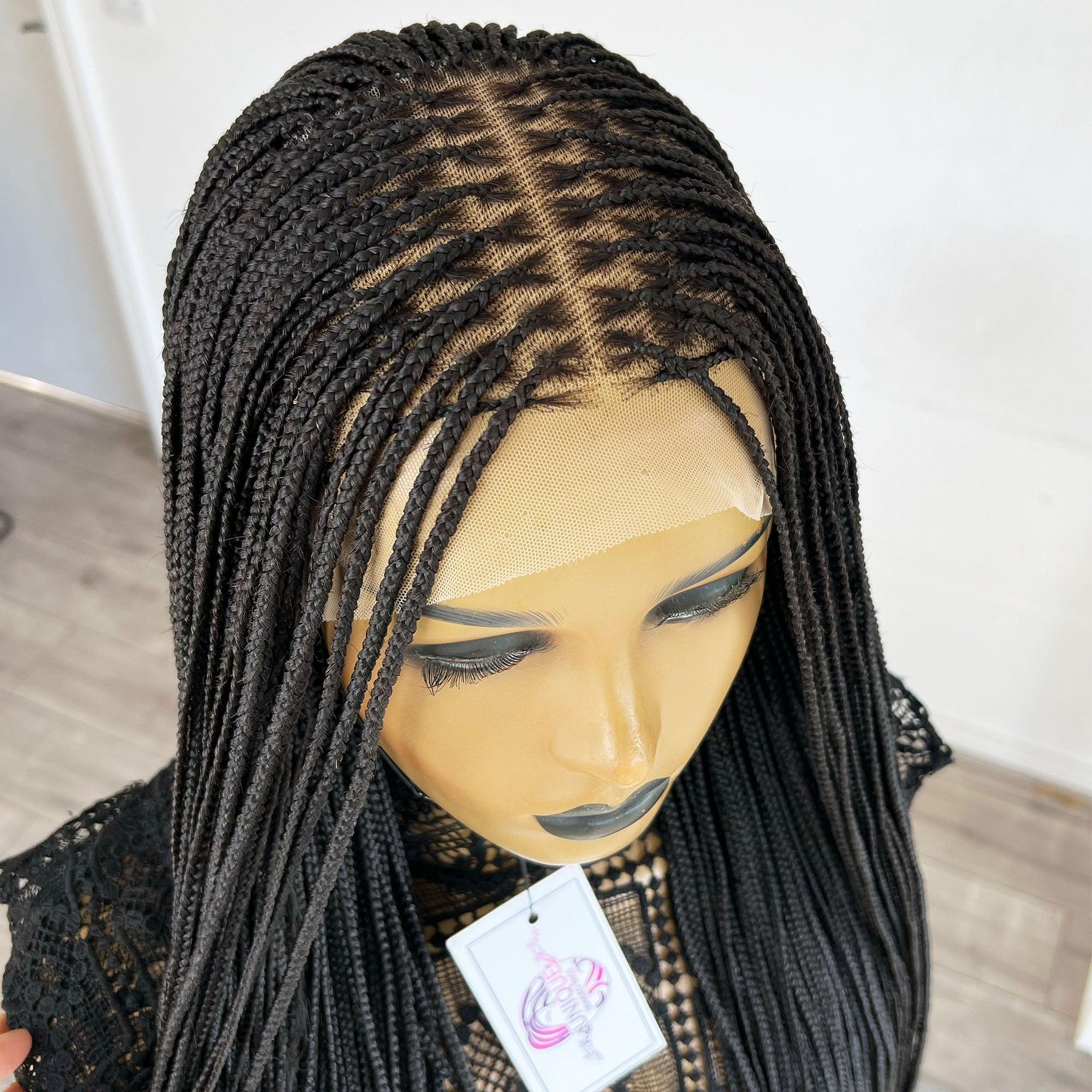 Unique Small Knotless Braids Wig - #1b - UniqueBraidedWigs