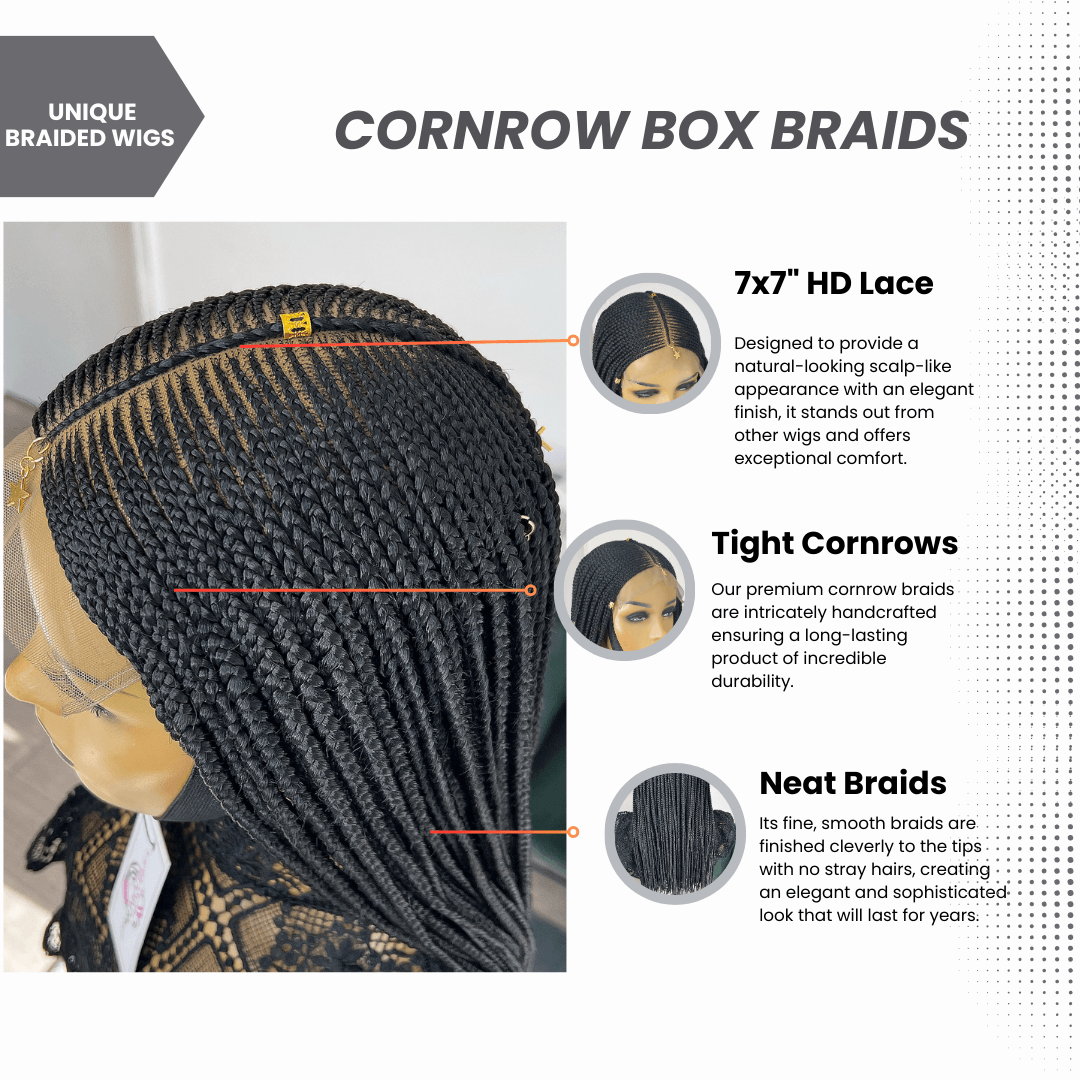 Cornrow Box Braids Wig - Sabrina - UniqueBraidedWigs