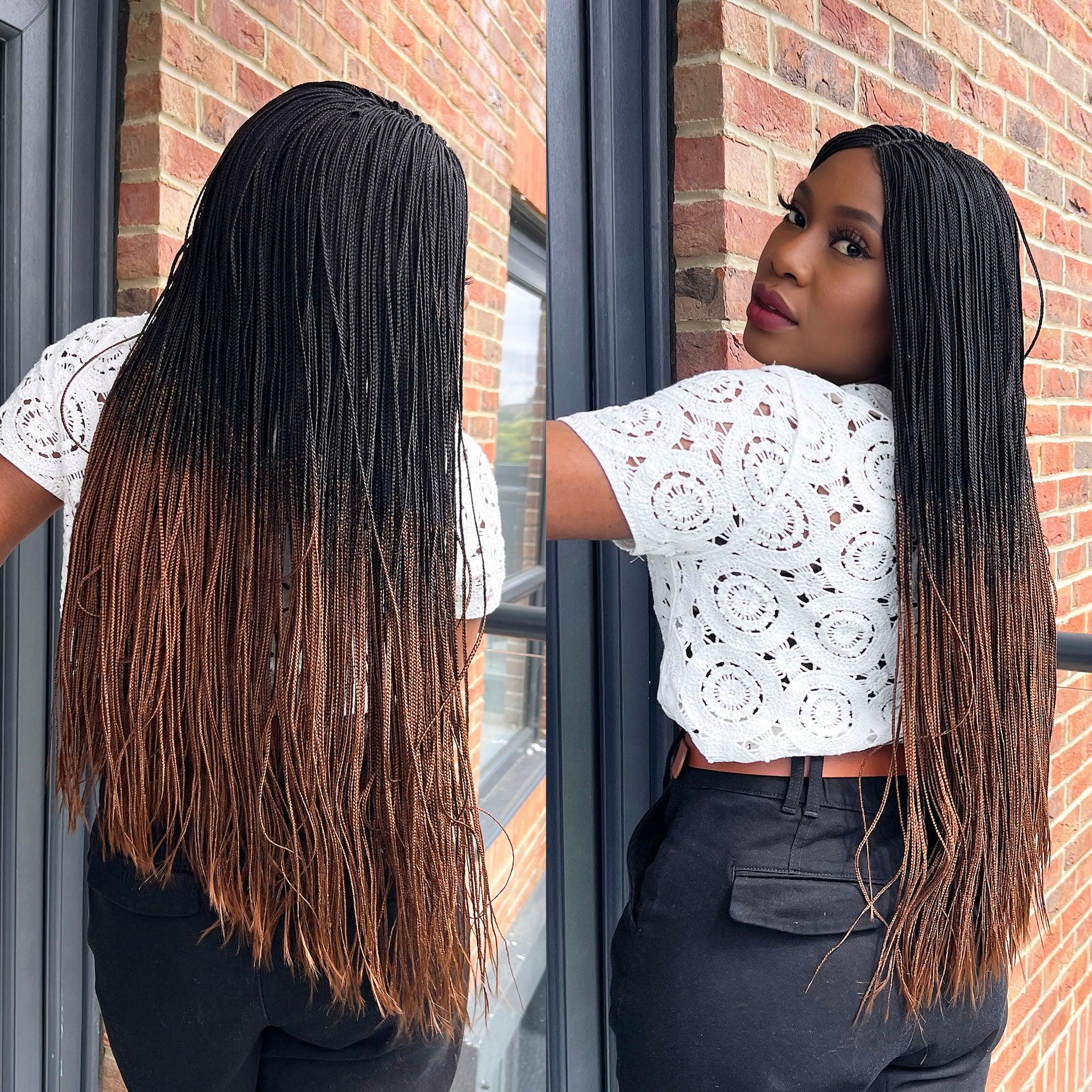 Unique Micro Box Braided Wig - #1b/30 ombre - UniqueBraidedWigs