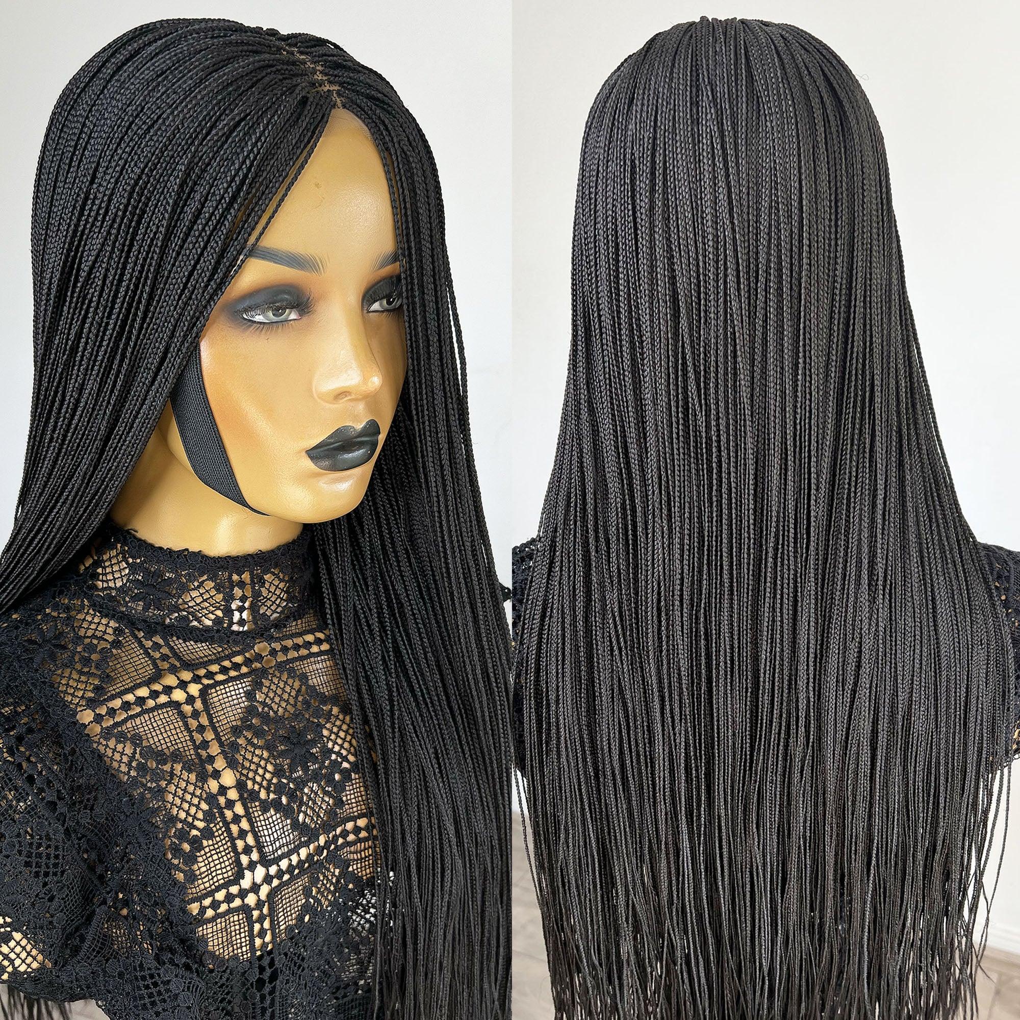Unique Micro Box Braided Wig - #1b - UniqueBraidedWigs