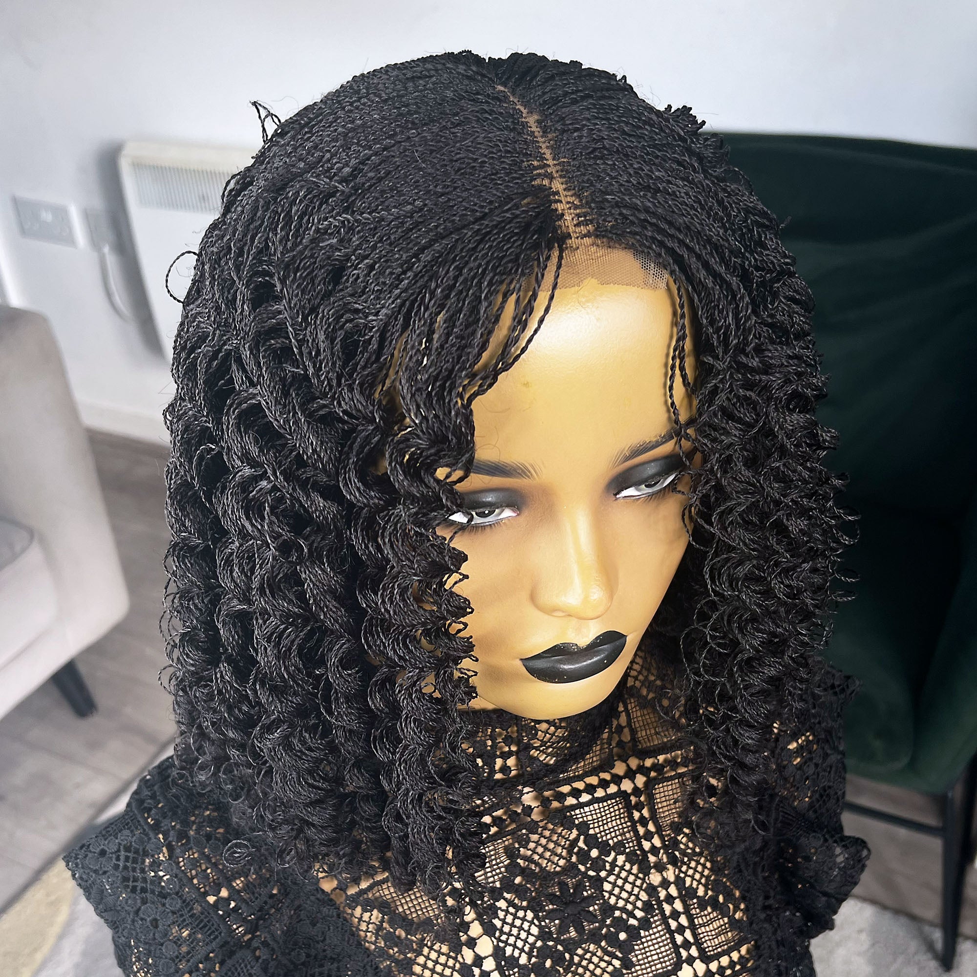 Micro Senegalese Twists with Curls - Color 1b