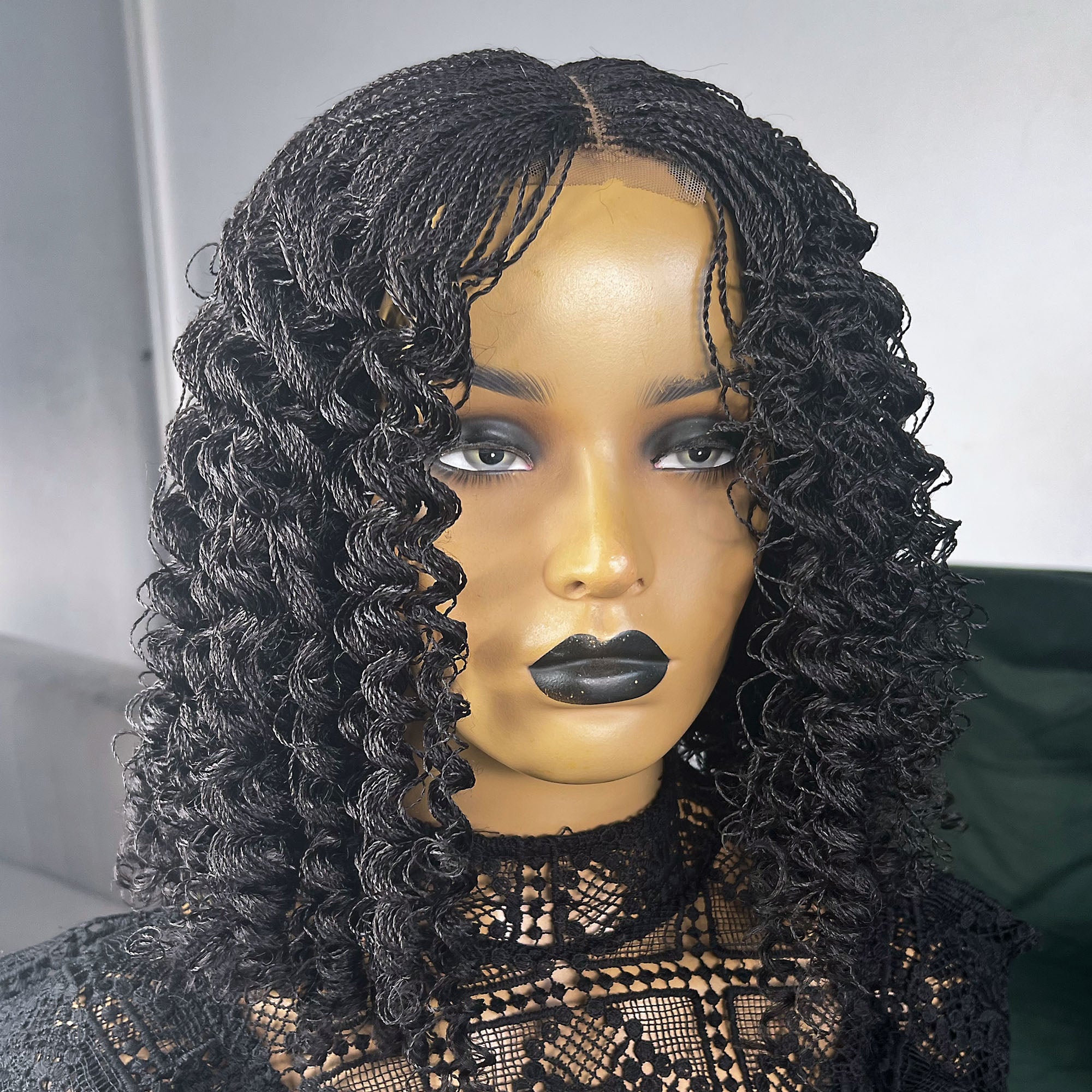Micro Senegalese Twists with Curls - Color 1b