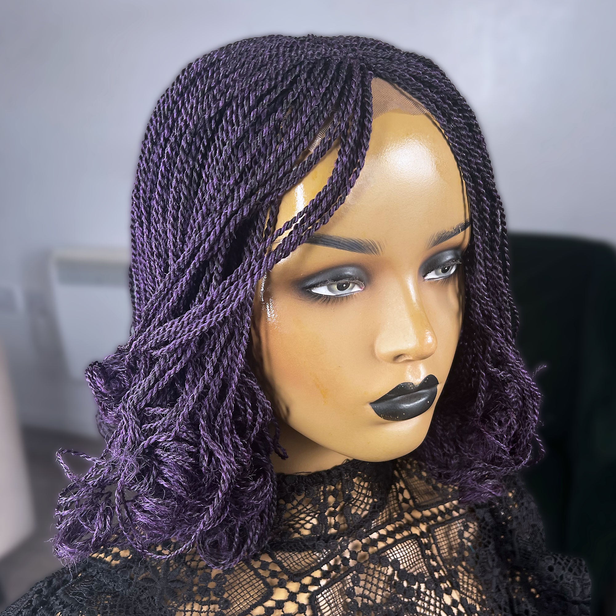 Dark Purple Kinky Twists with Curls