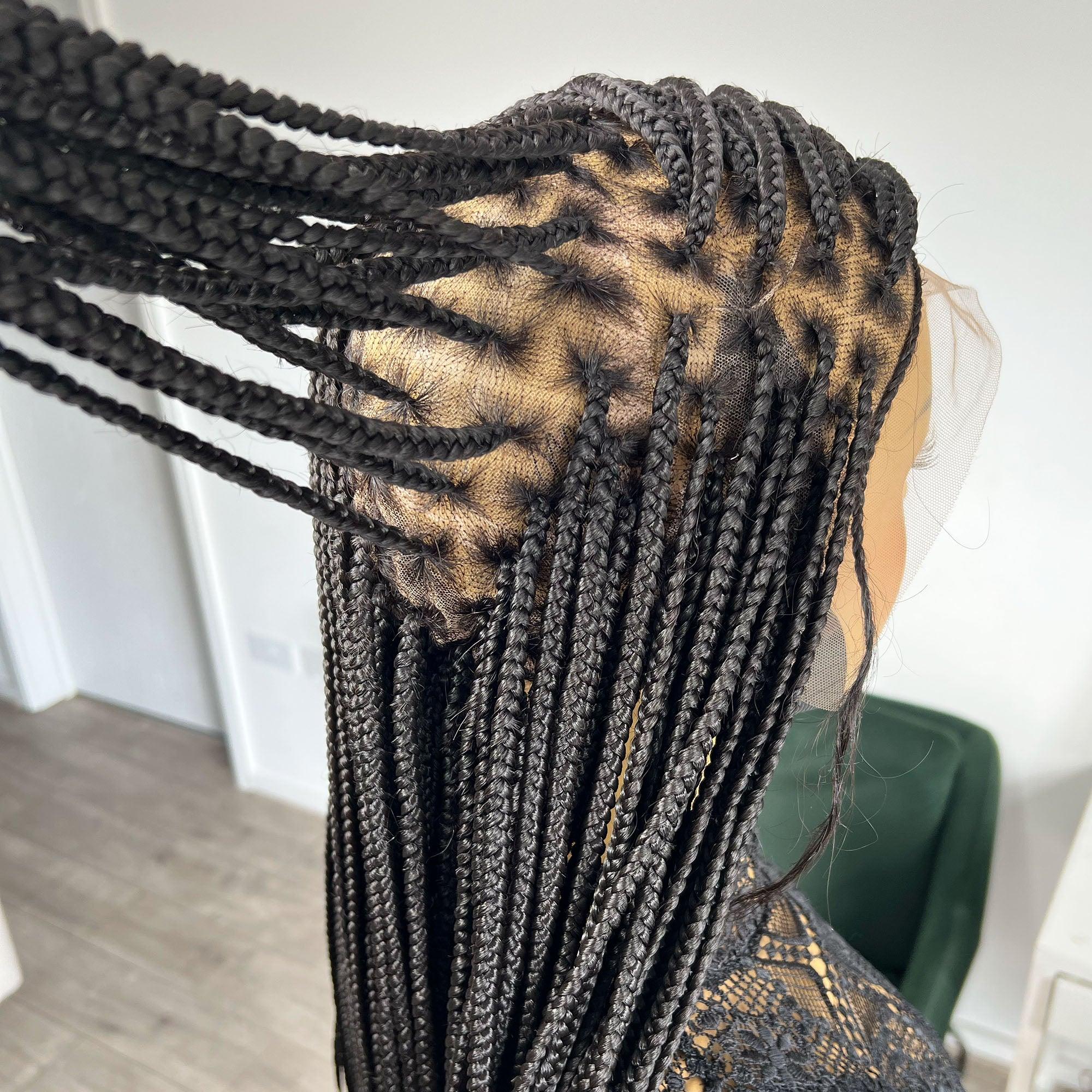Unique Full Lace Knotless Braids Wig - #1b - UniqueBraidedWigs