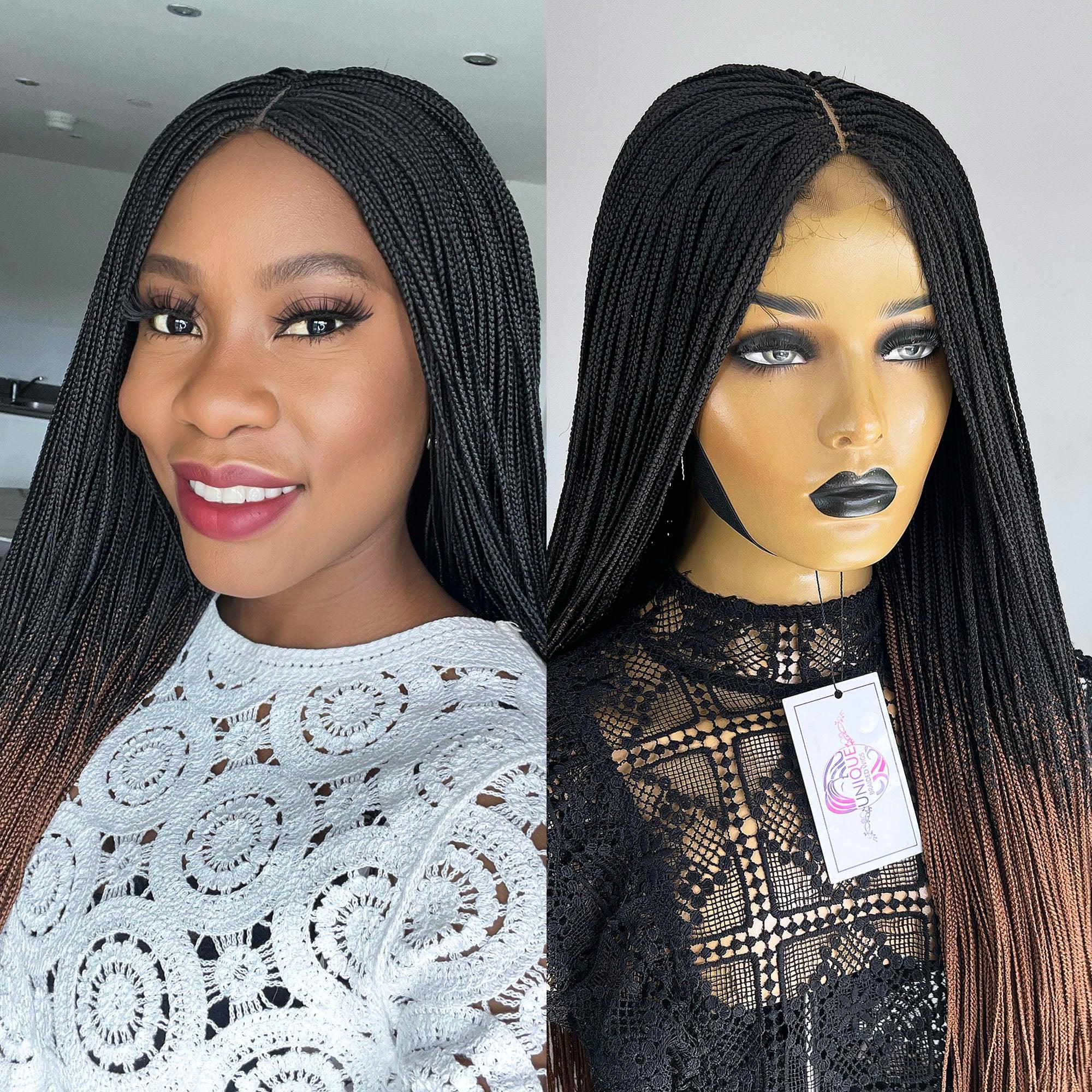 Unique Micro Box Braided Wig - #1b/30 ombre - UniqueBraidedWigs