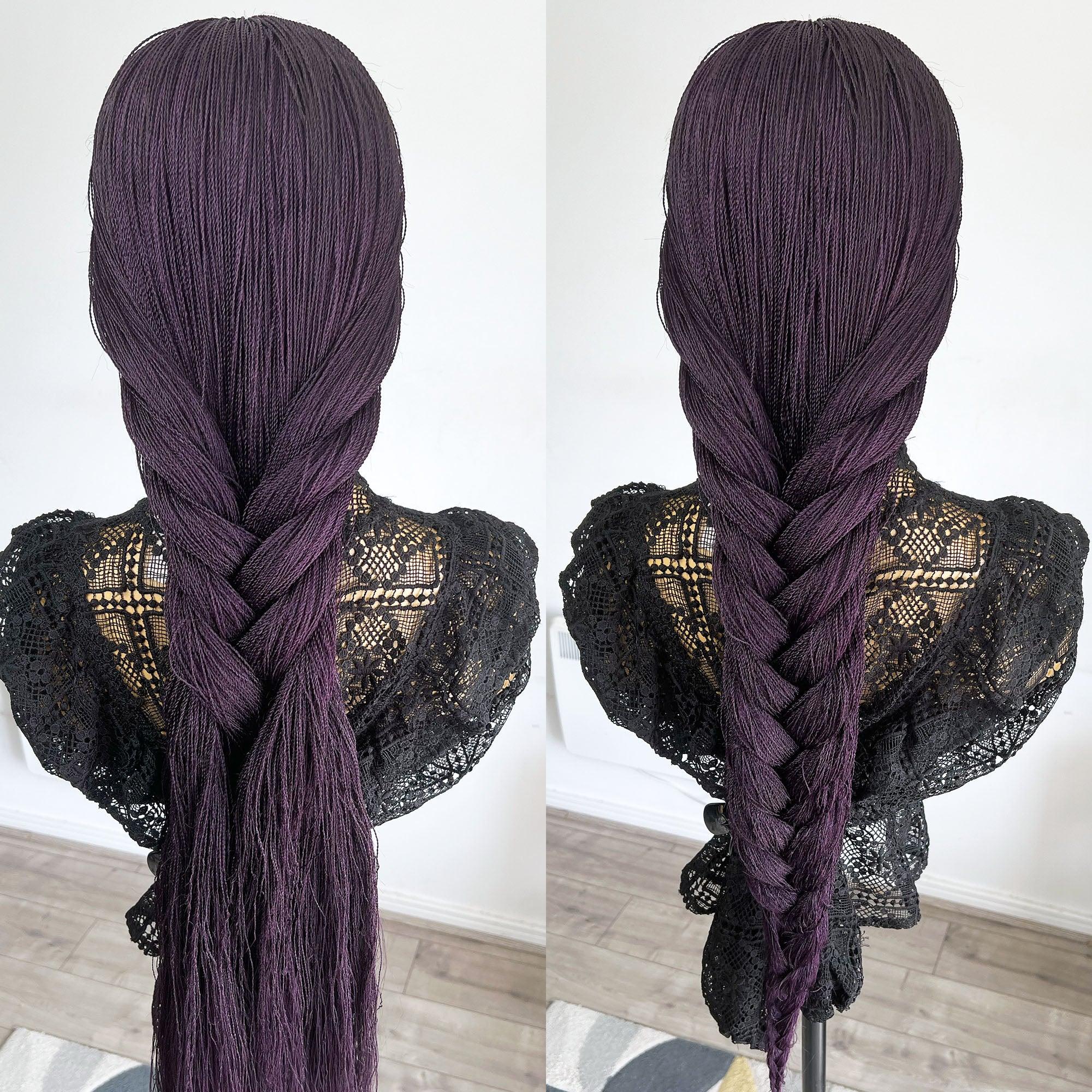 Unique Micro Needle Senegalese Twists Braided Wig - Dark Purple - UniqueBraidedWigs