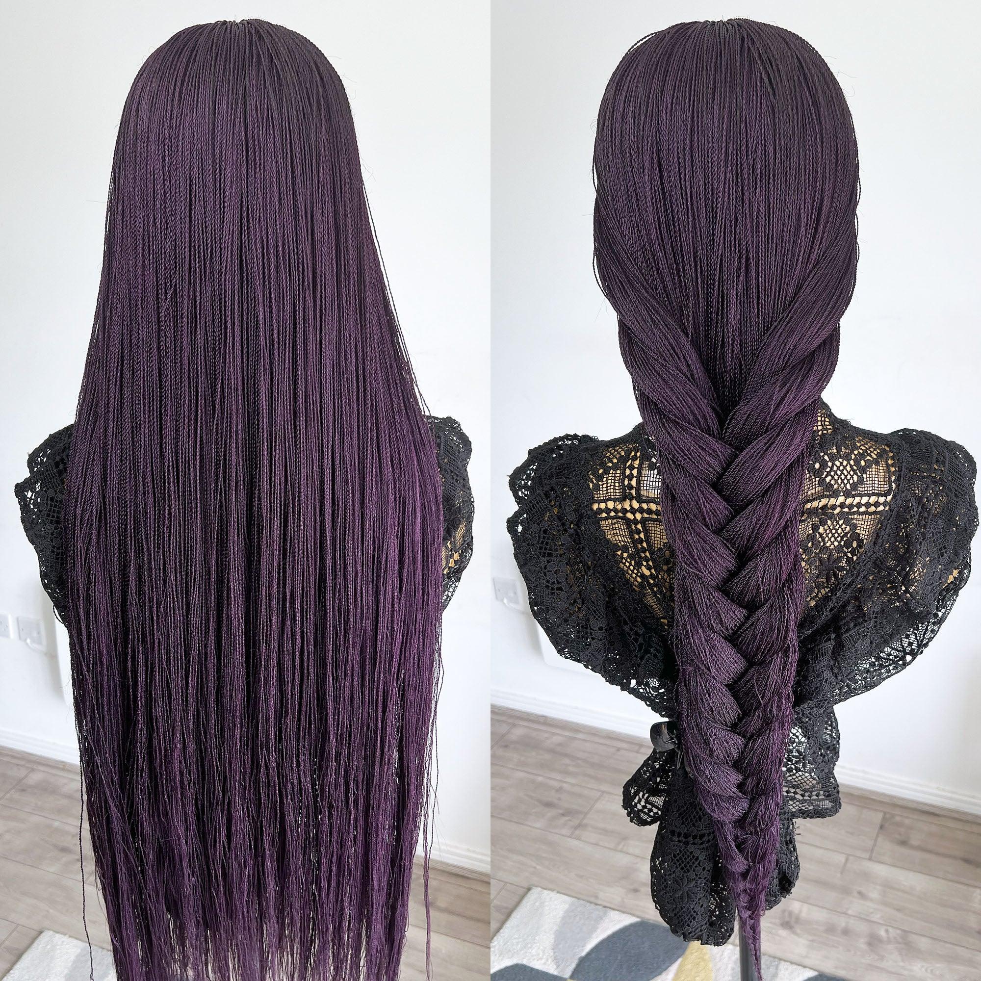 Unique Micro Needle Senegalese Twists Braided Wig - Dark Purple - UniqueBraidedWigs