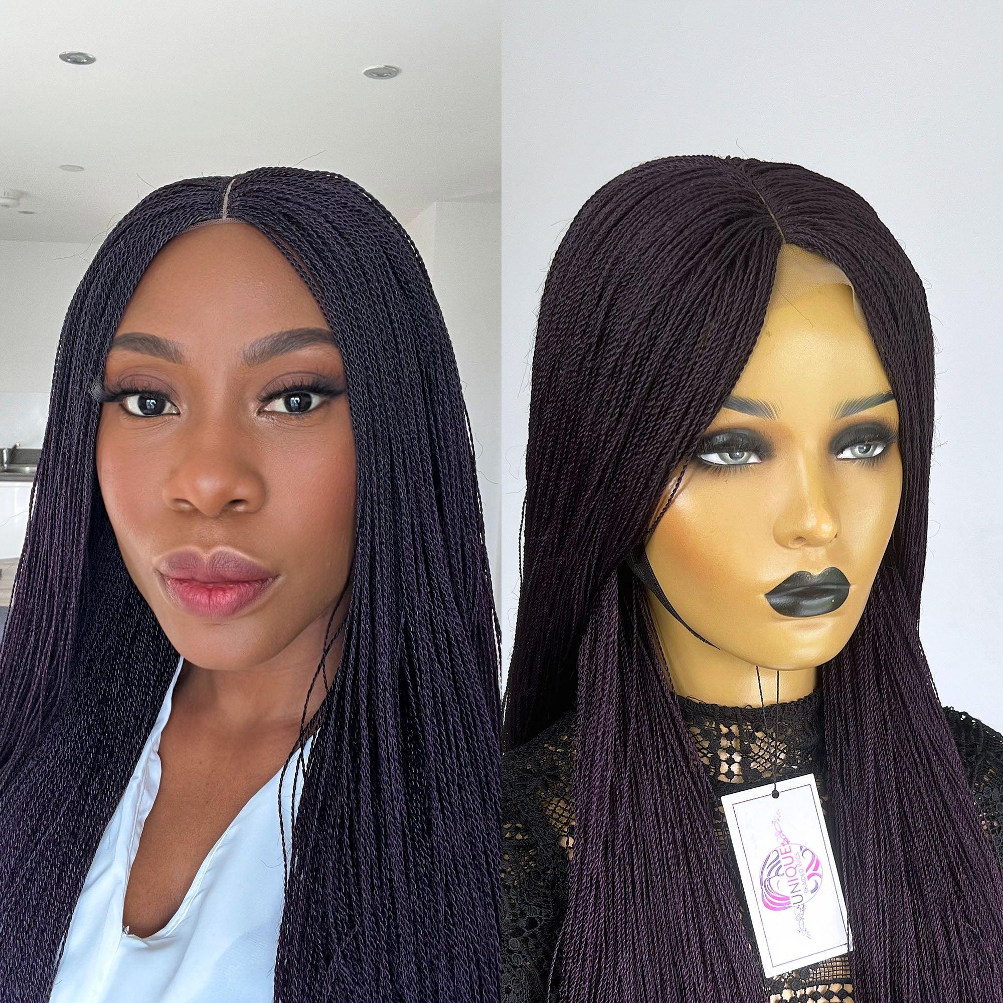 Unique Micro Needle Senegalese Twists Braided Wig - Dark Purple - UniqueBraidedWigs