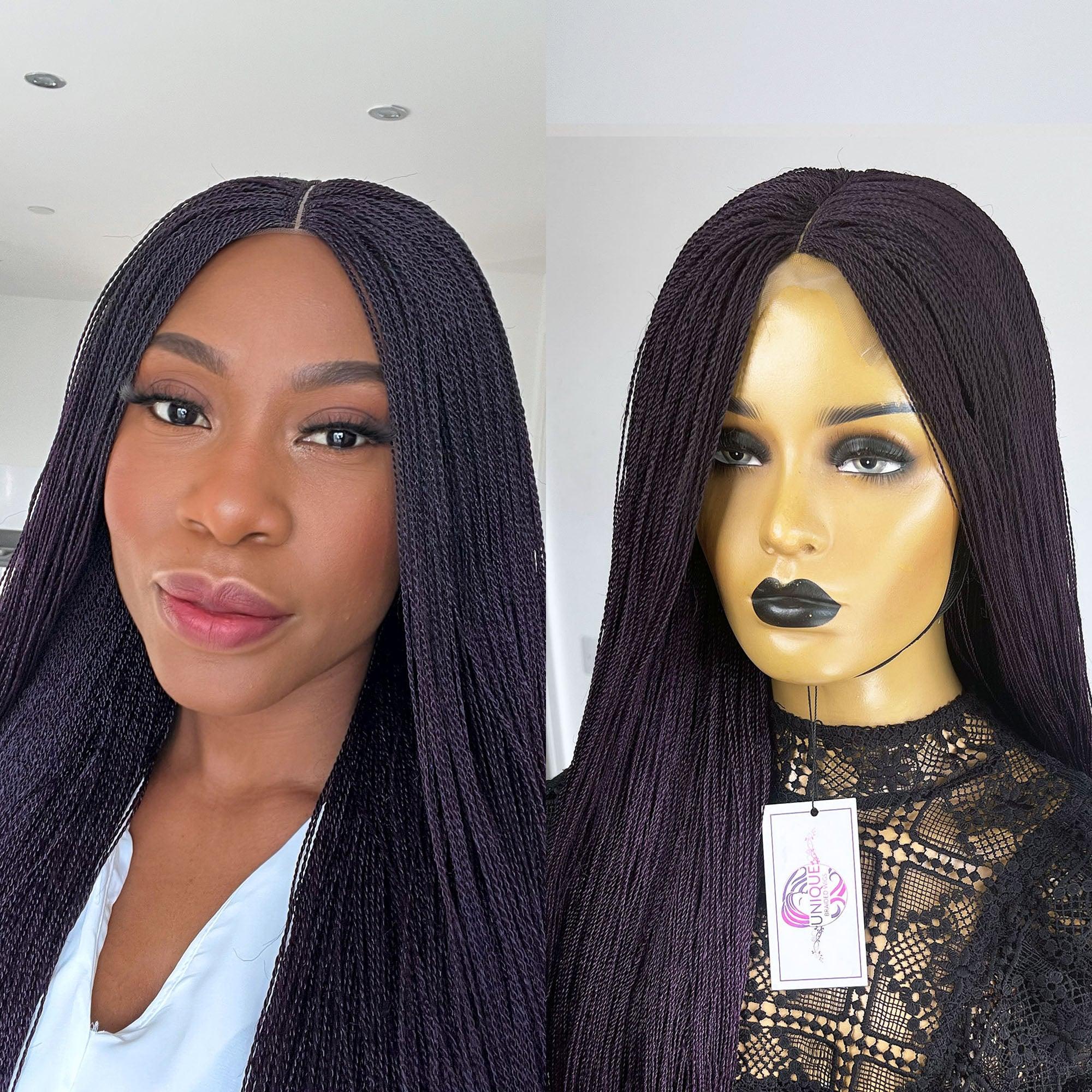 Unique Micro Needle Senegalese Twists Braided Wig - Dark Purple - UniqueBraidedWigs