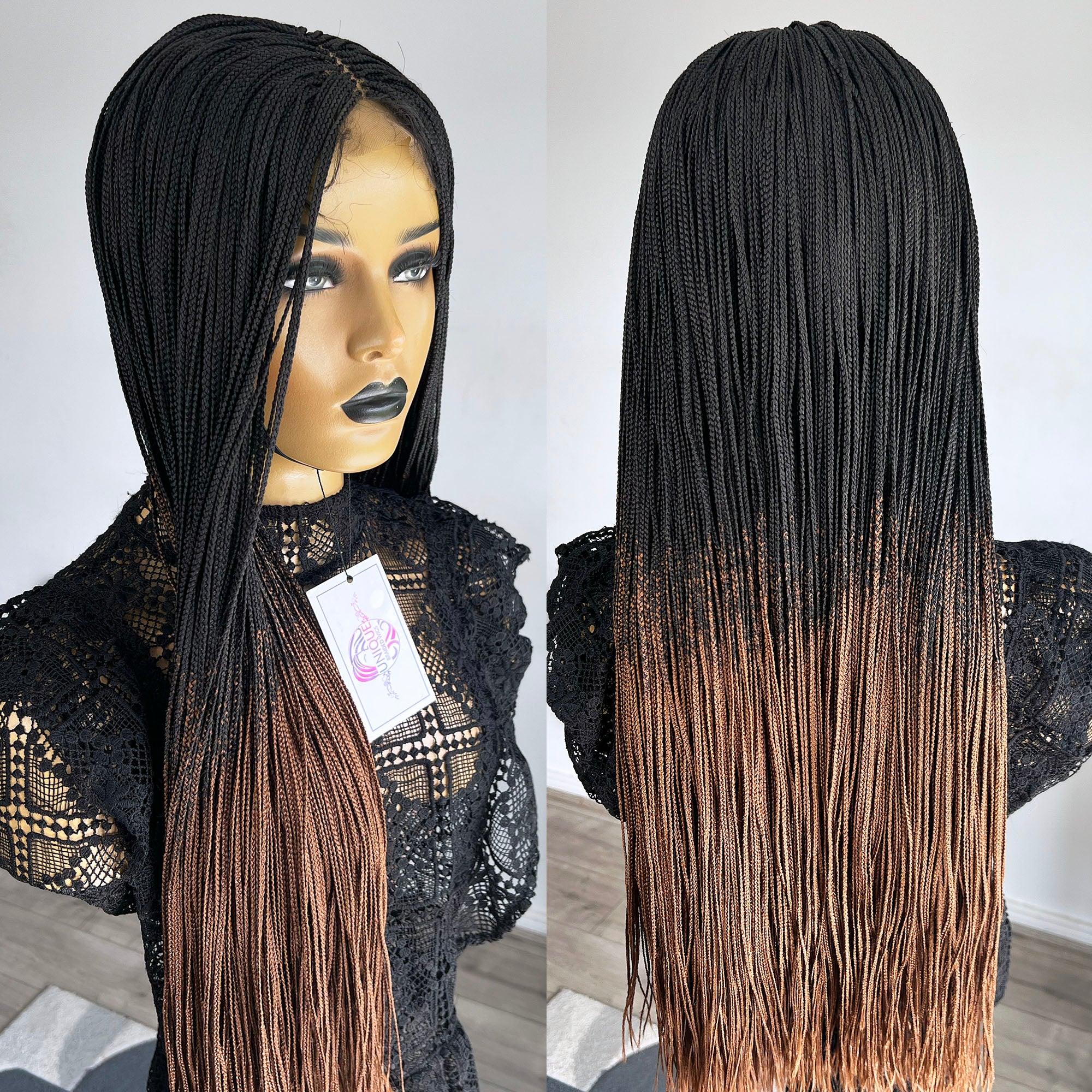 Unique Micro Box Braided Wig - #1b/30 ombre - UniqueBraidedWigs