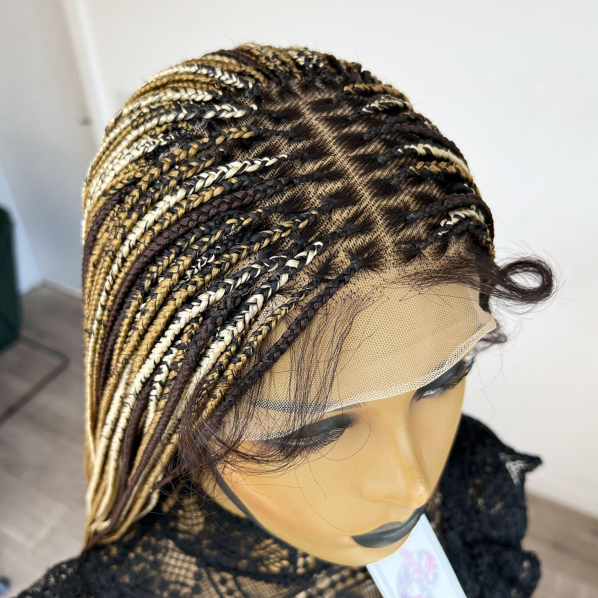 Unique Small Knotless Box Braided Wig - 27/33/613 highlights - UniqueBraidedWigs