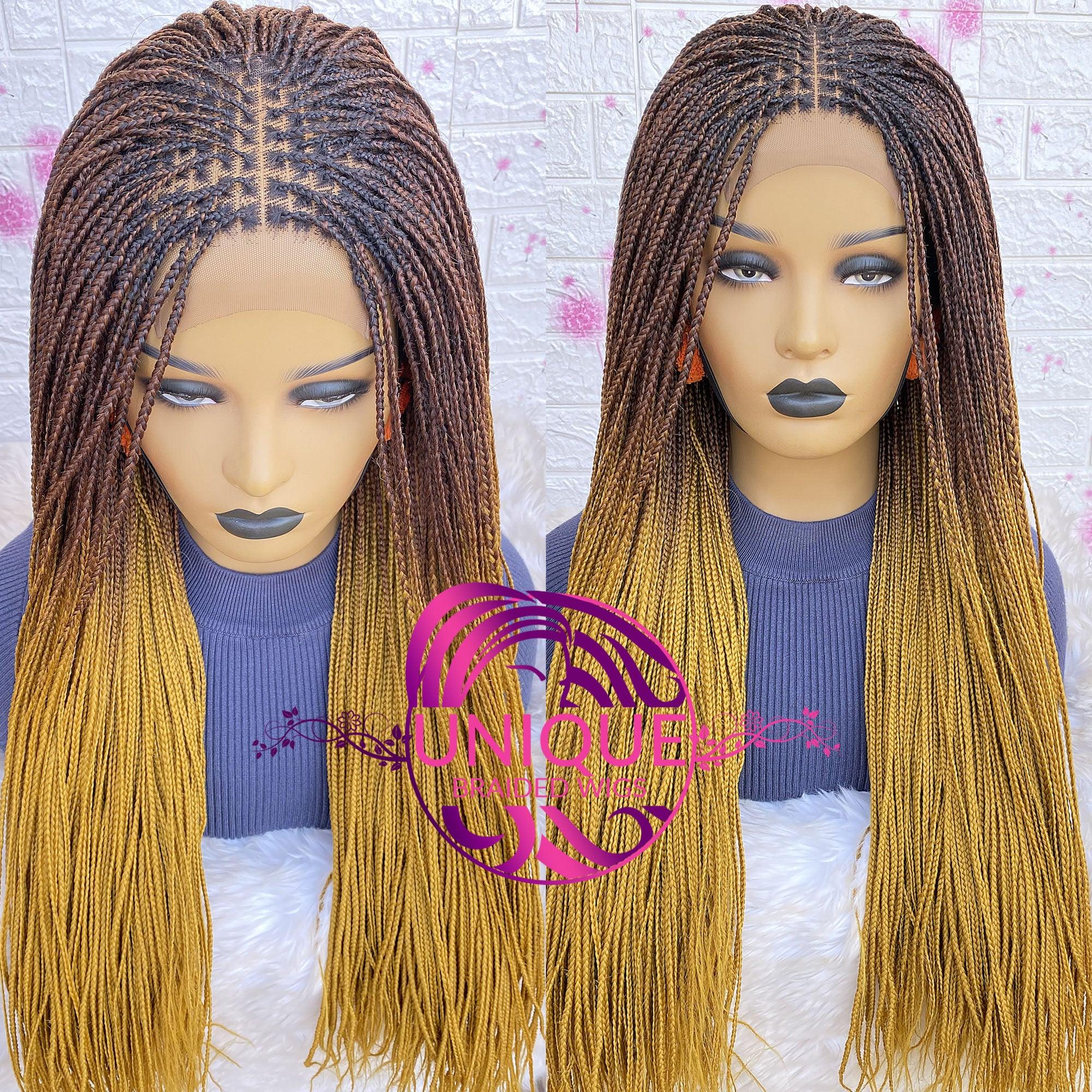 Ombre Tone Knotless Braided Wig - Ade - UniqueBraidedWigs