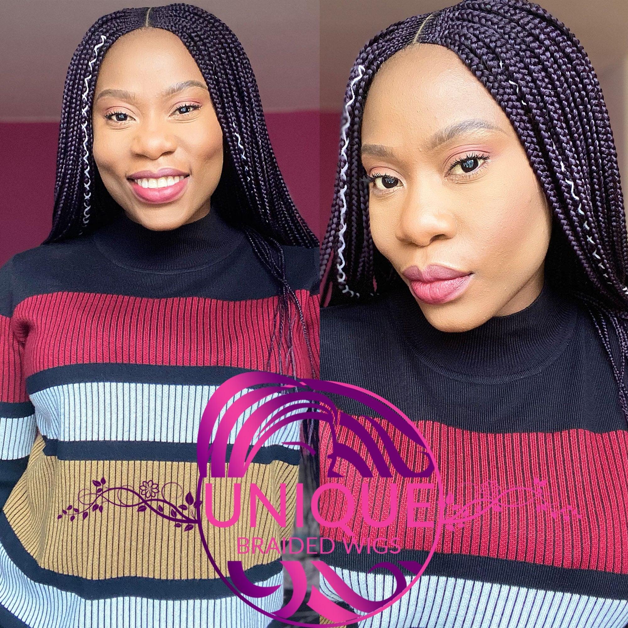 Deep Part Cornrow Braided Wig - Kim - UniqueBraidedWigs