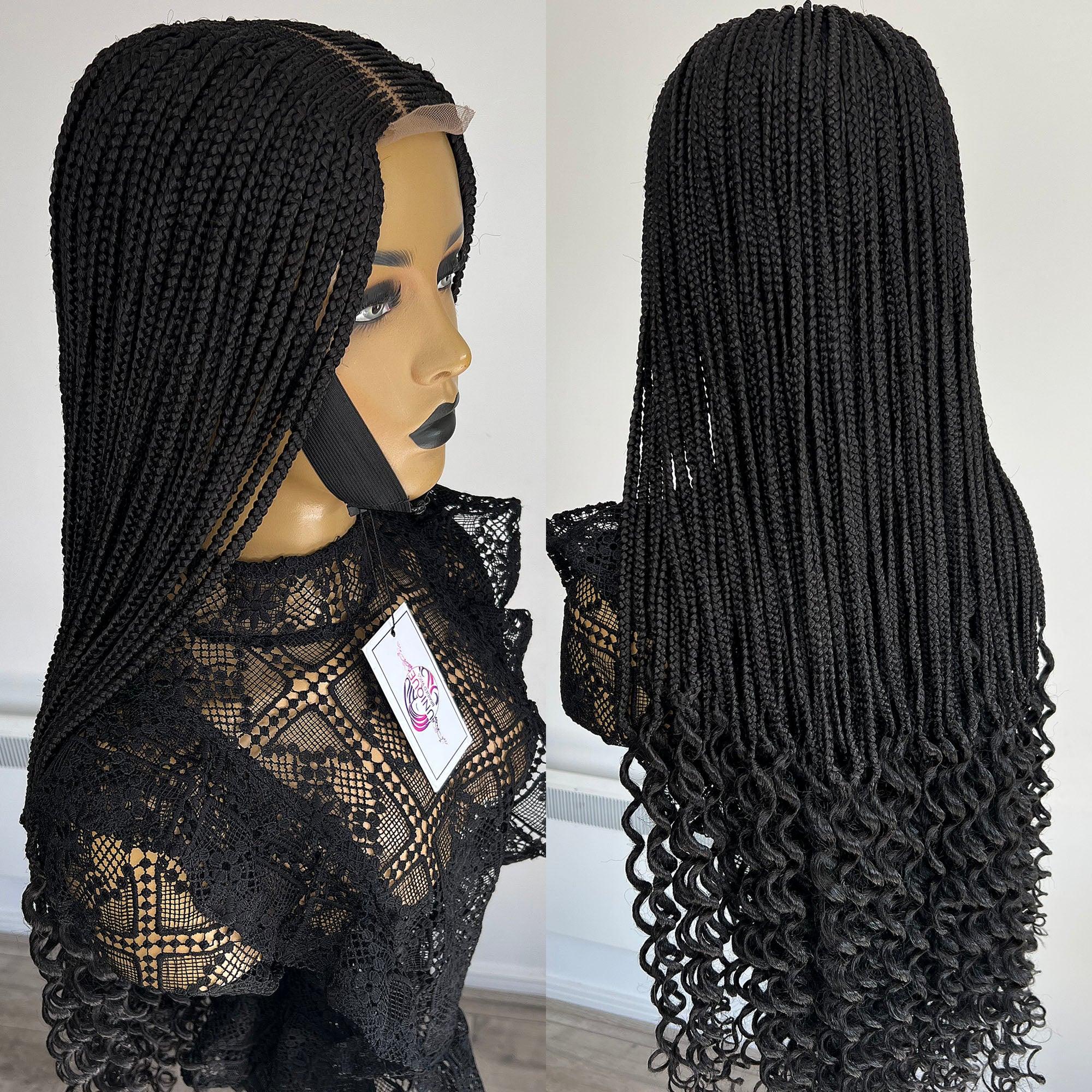Cornrow Box Braids with Curls - Dorah - UniqueBraidedWigs
