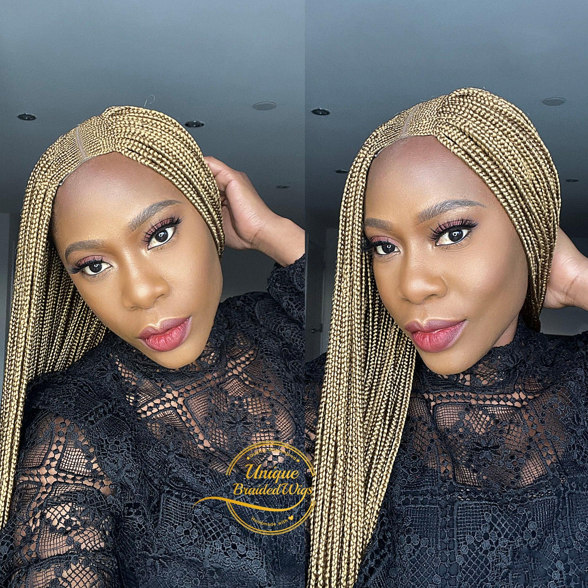 Deep Part Cornrow Braided Wig - Kim - UniqueBraidedWigs