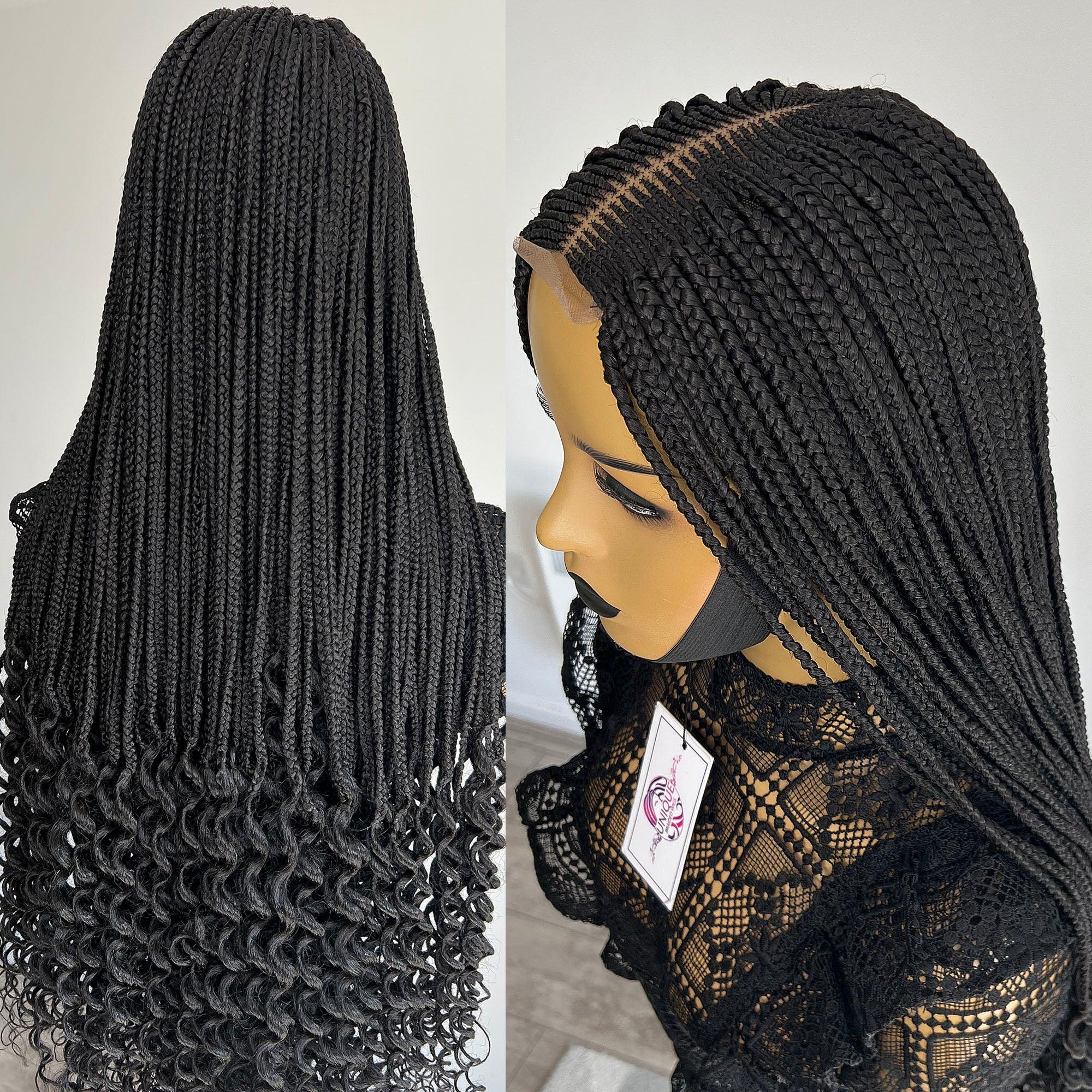 Cornrow Box Braids with Curls - Dorah - UniqueBraidedWigs