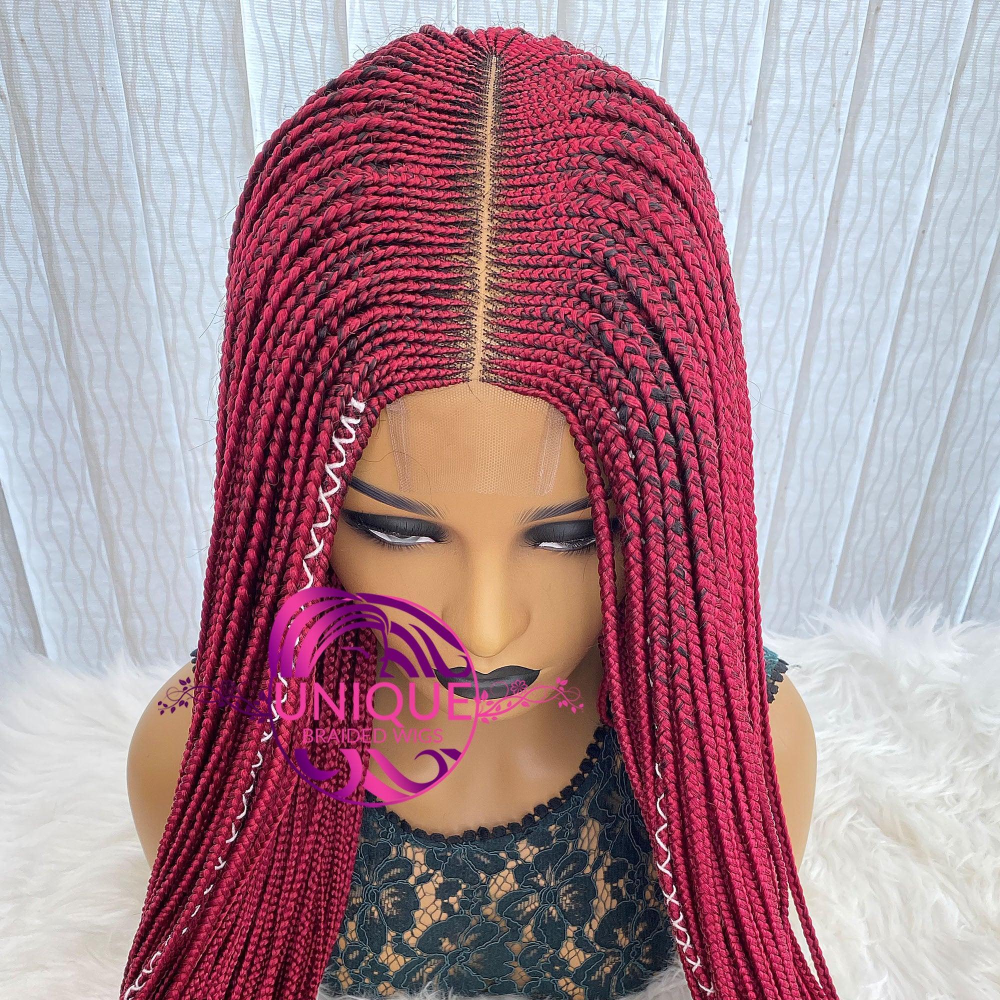 Deep Part Cornrow Braided Wig - Kim - UniqueBraidedWigs