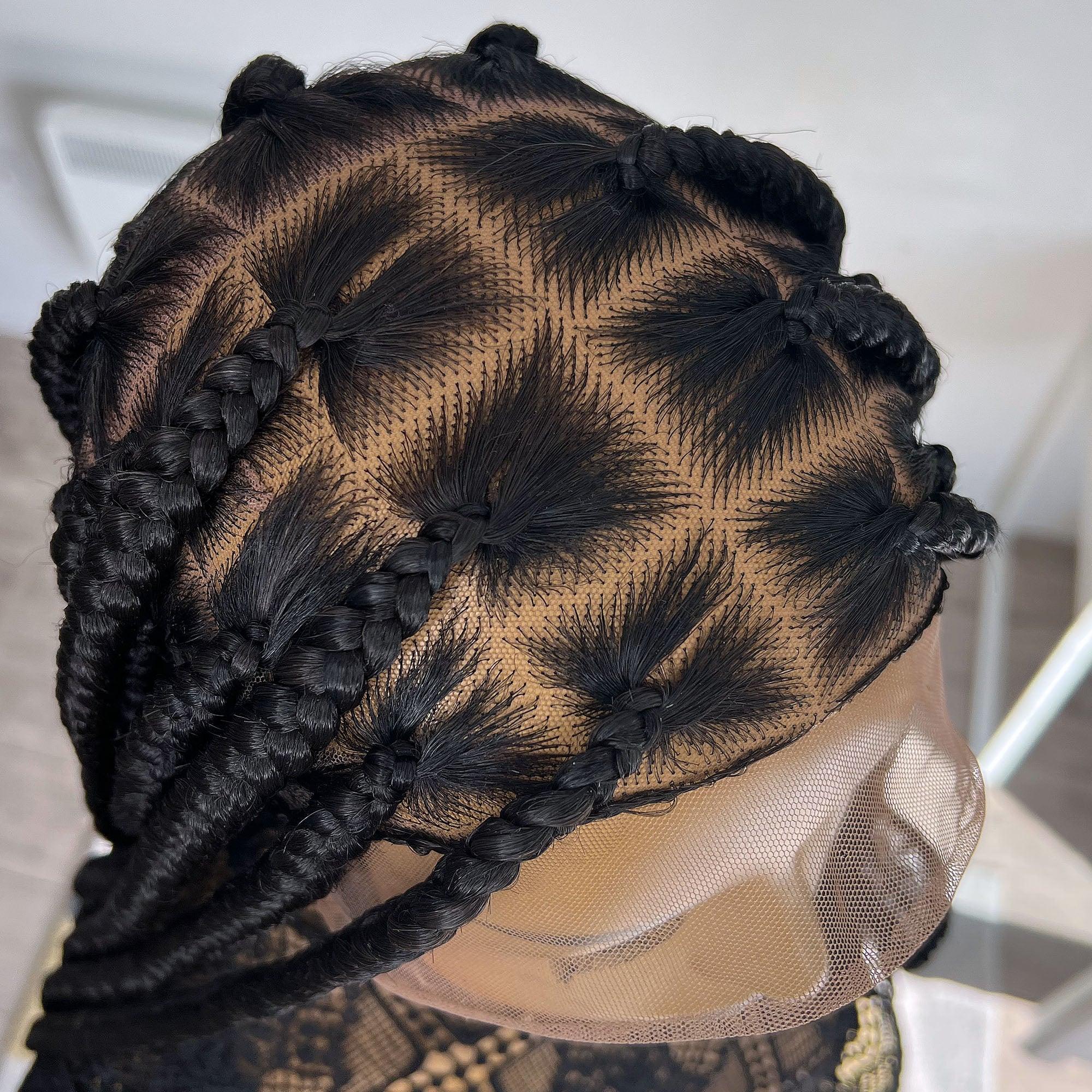 Unique Bold Knotless Full Lace Braided Wig - #1b - UniqueBraidedWigs
