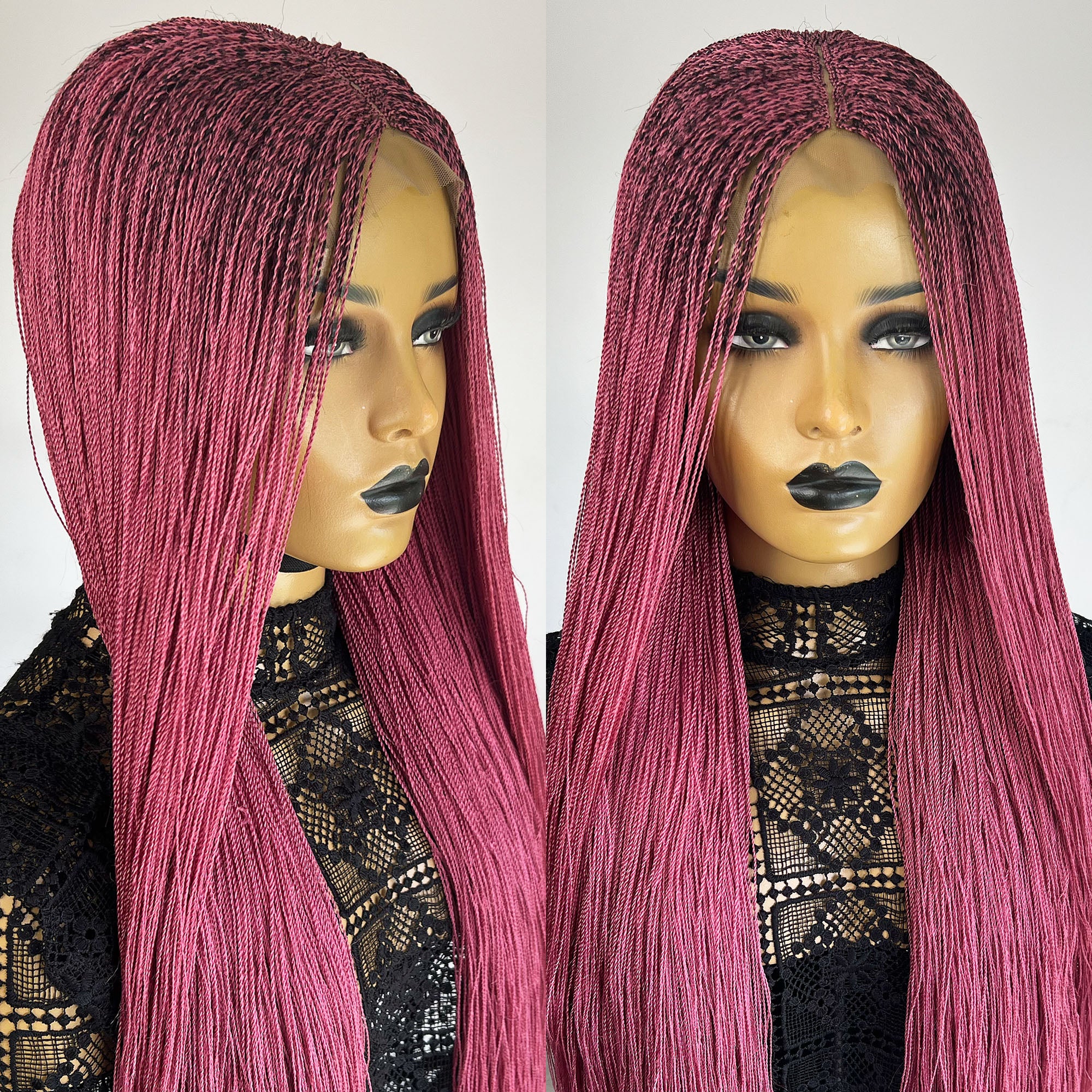 Unique Micro Needle Senegalese Twists Braid Wig - Pinkberry - UniqueBraidedWigs