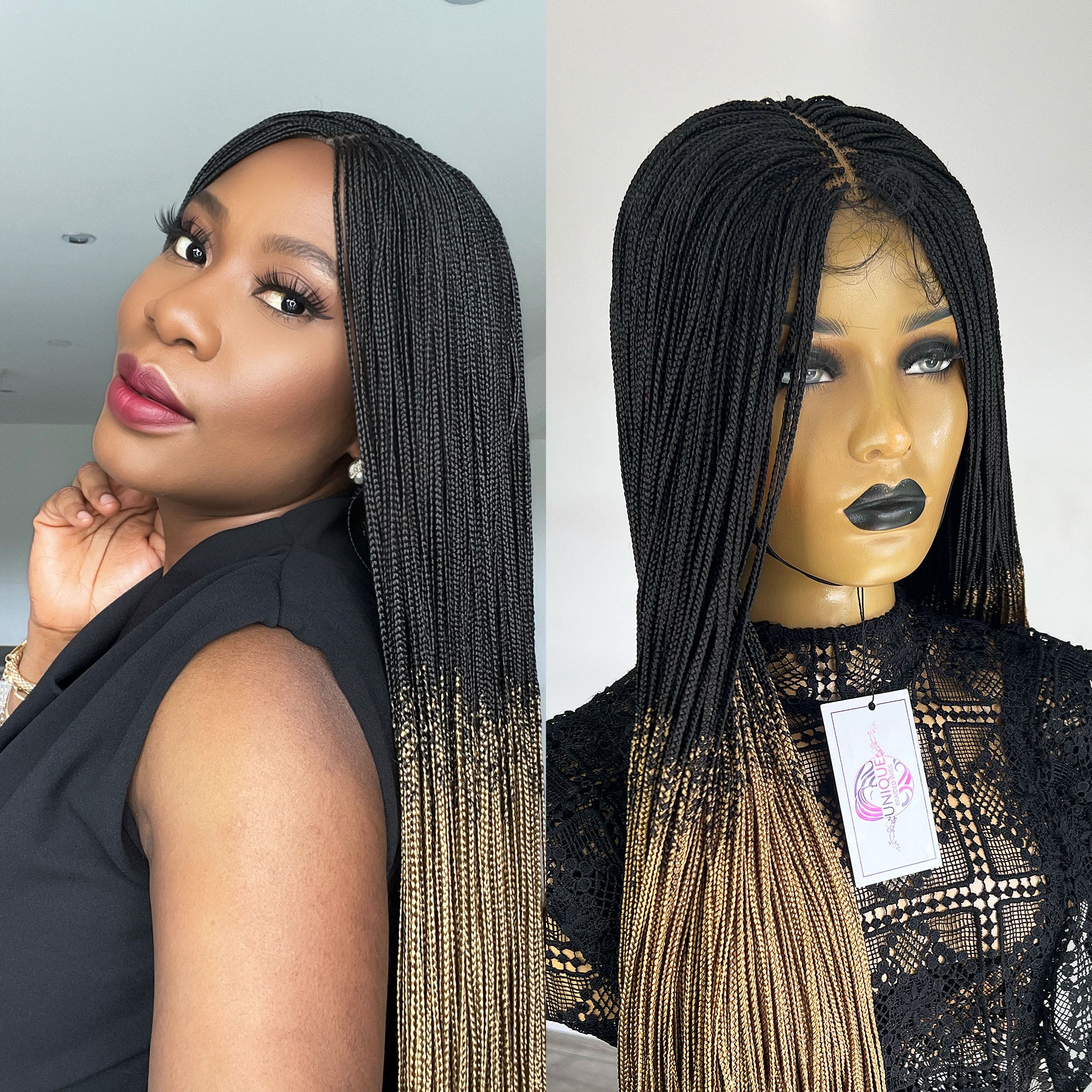 Unique Micro Box Braided Wig - #1b/27 ombre - UniqueBraidedWigs