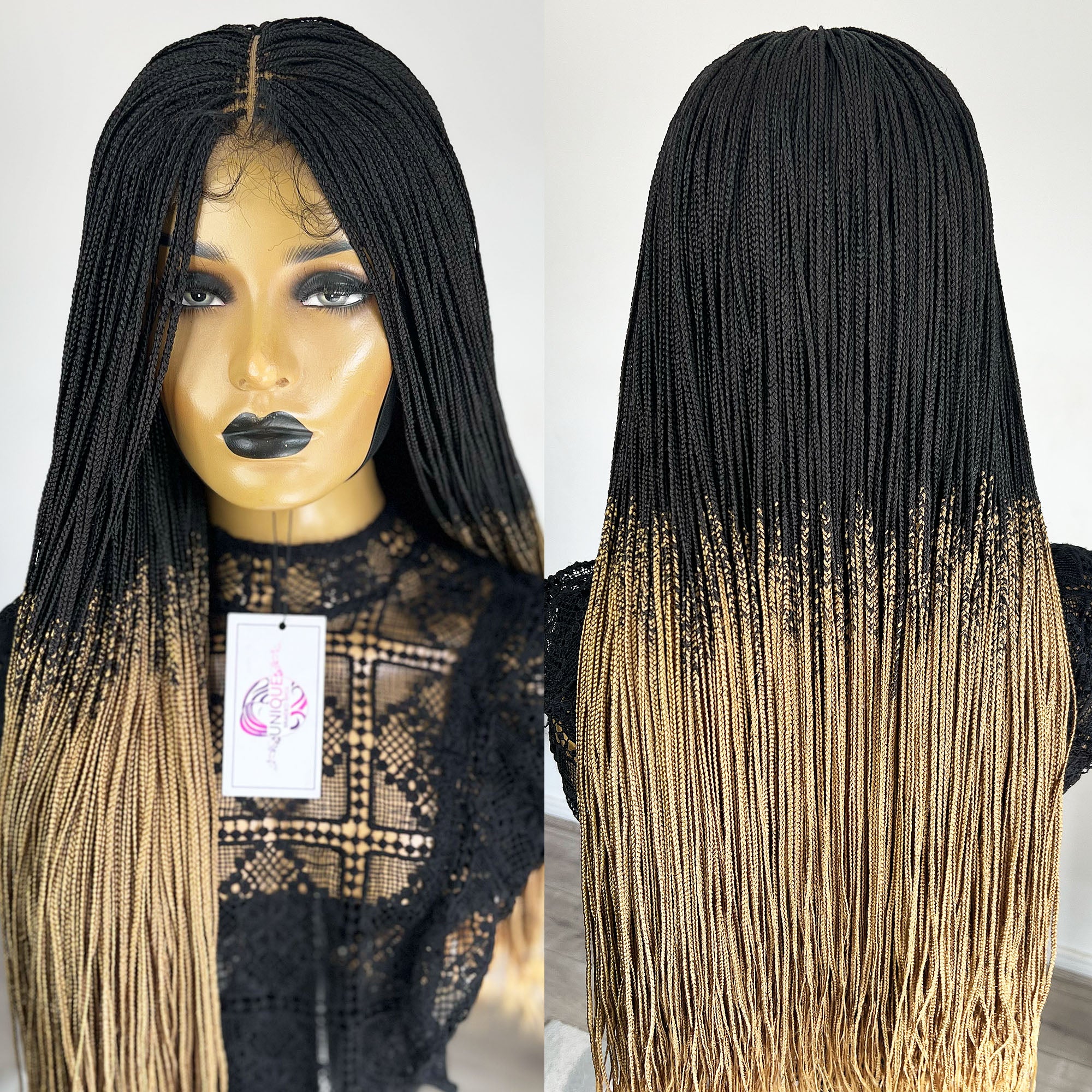 Unique Micro Box Braided Wig - #1b/27 ombre - UniqueBraidedWigs