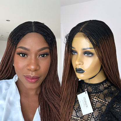 Micro Box Braided Wig - #1b/30 ombre (18 inches) - UniqueBraidedWigs