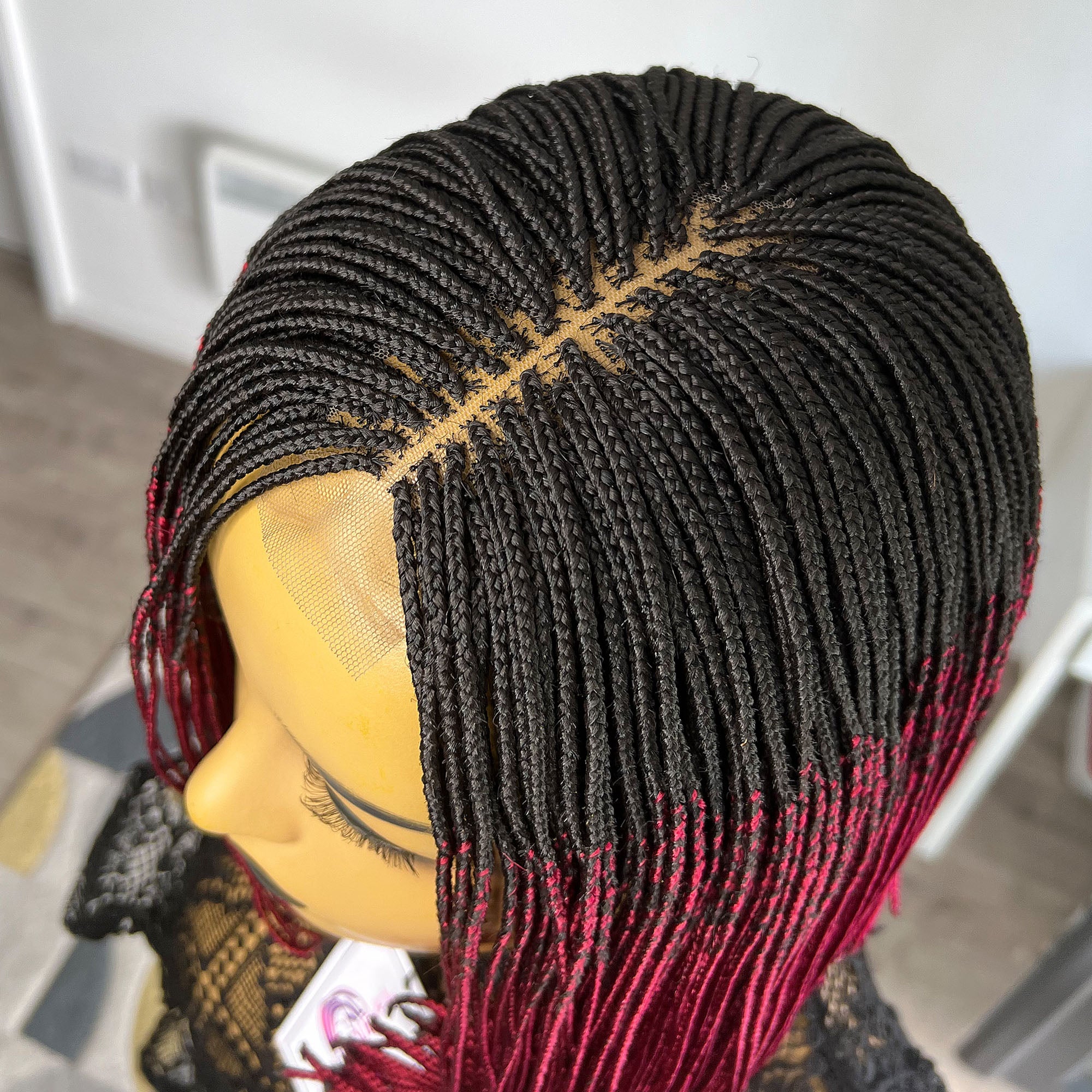 Edna Micro Box Braids - #1b/BG Ombre - UniqueBraidedWigs