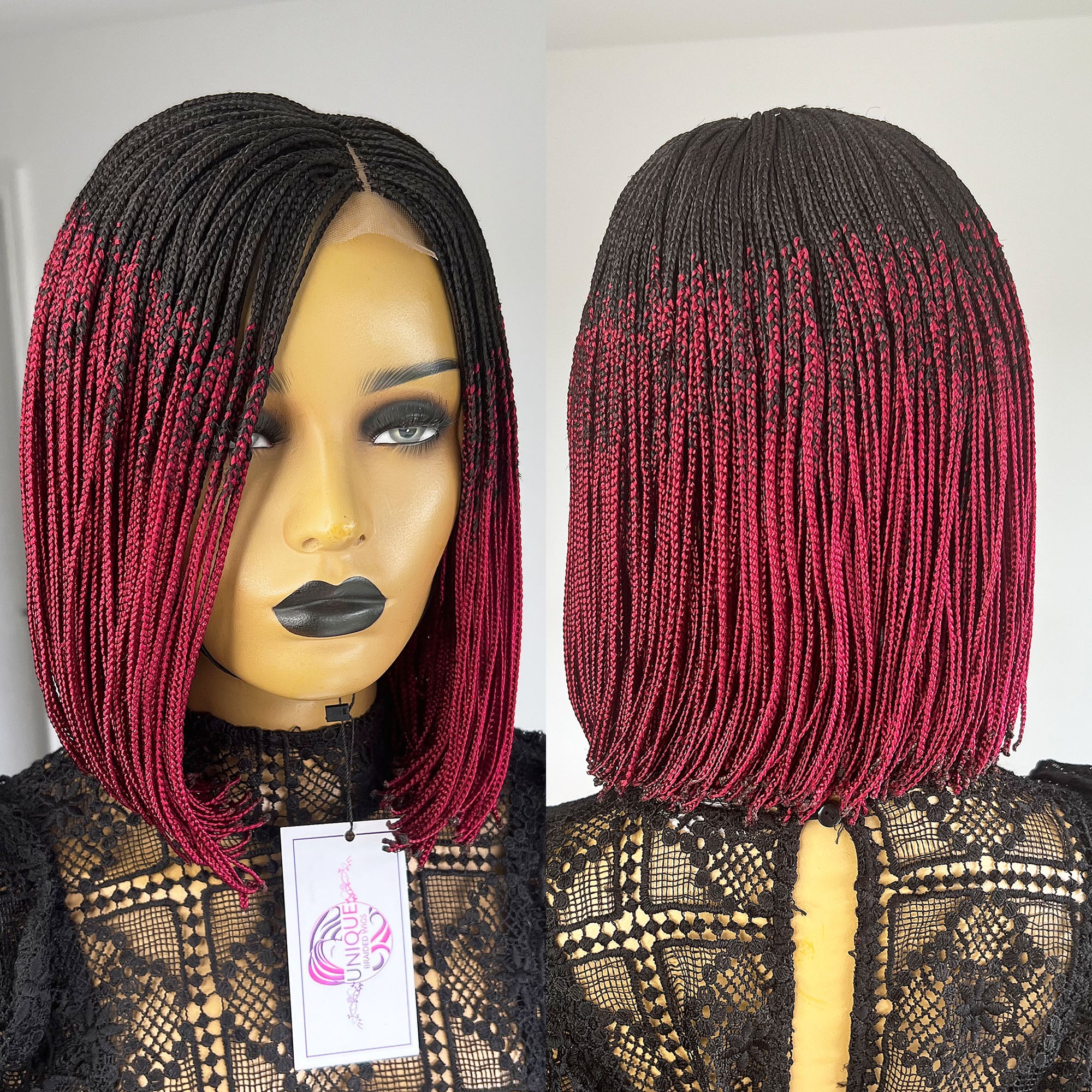 Edna Micro Box Braids - #1b/BG Ombre - UniqueBraidedWigs