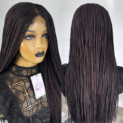 Unique Micro Box Braided Wig - #1/Red blend