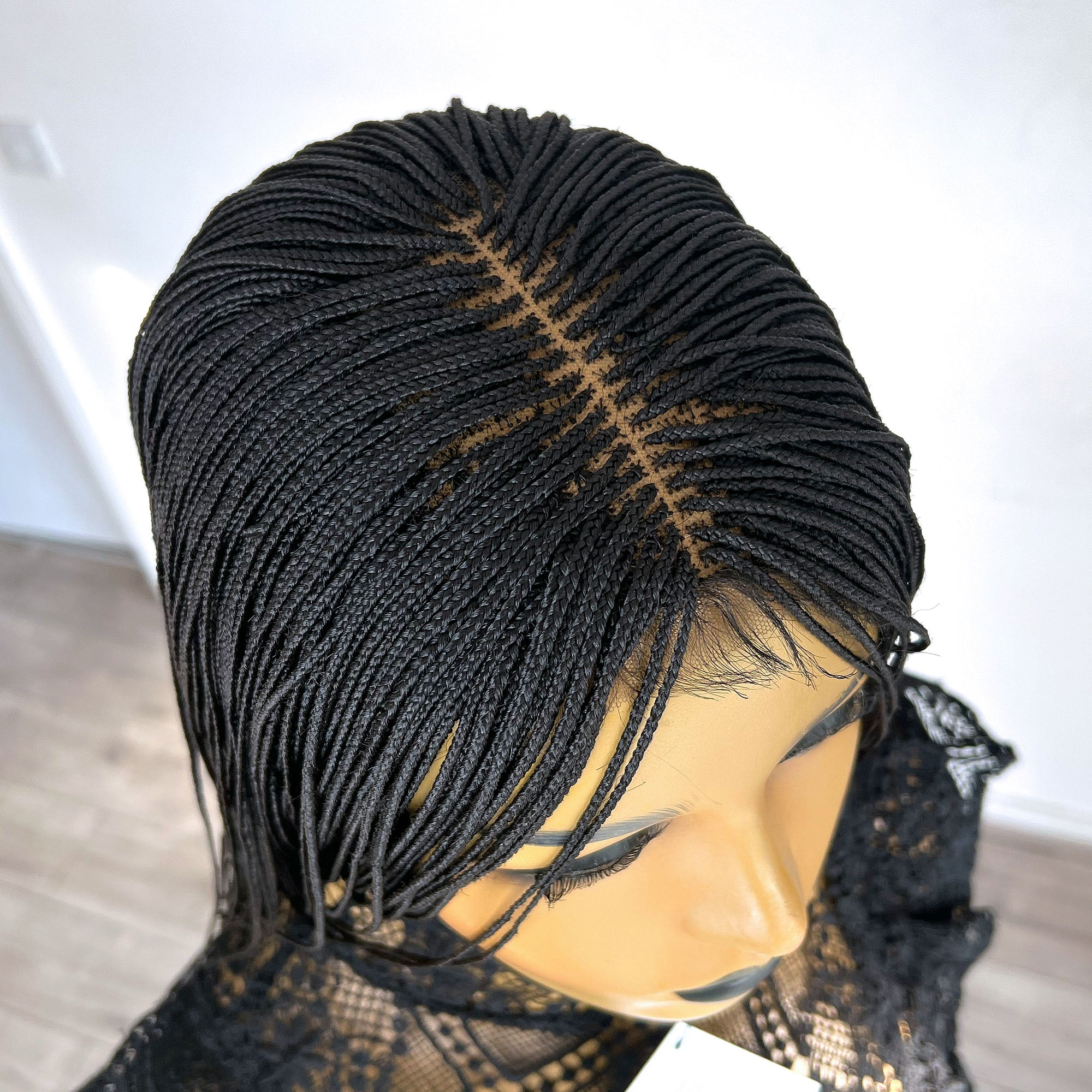 Micro Box Braided Wig - #1b (18 inches) - UniqueBraidedWigs