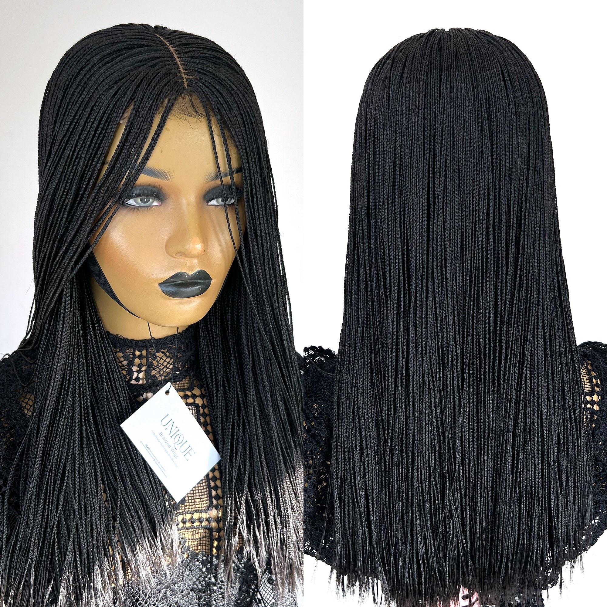 Micro Box Braided Wig - #1b (18 inches) - UniqueBraidedWigs