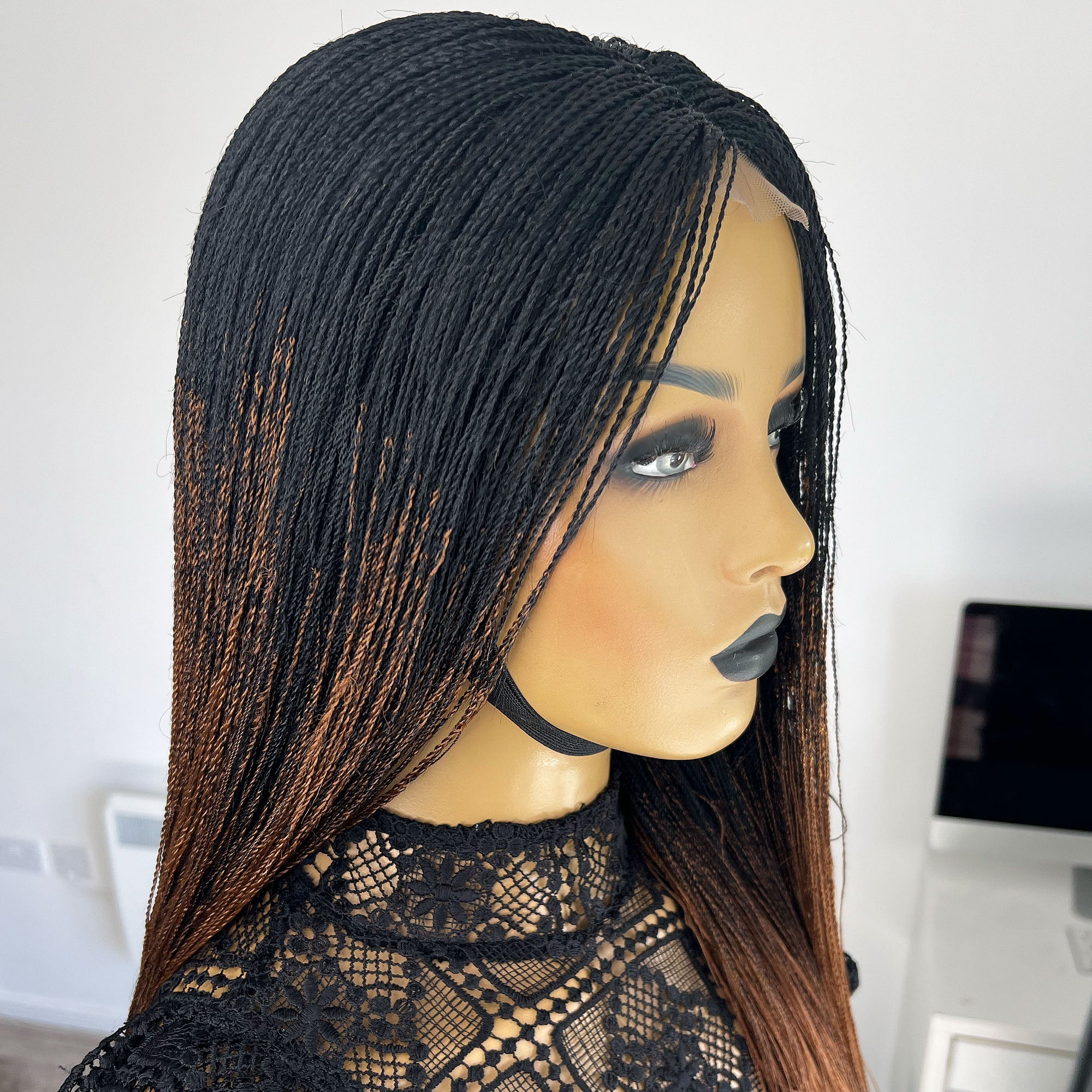 Unique Micro Needle Senegalese Twists Wig - #1b/30 ombre (20 inches) - UniqueBraidedWigs