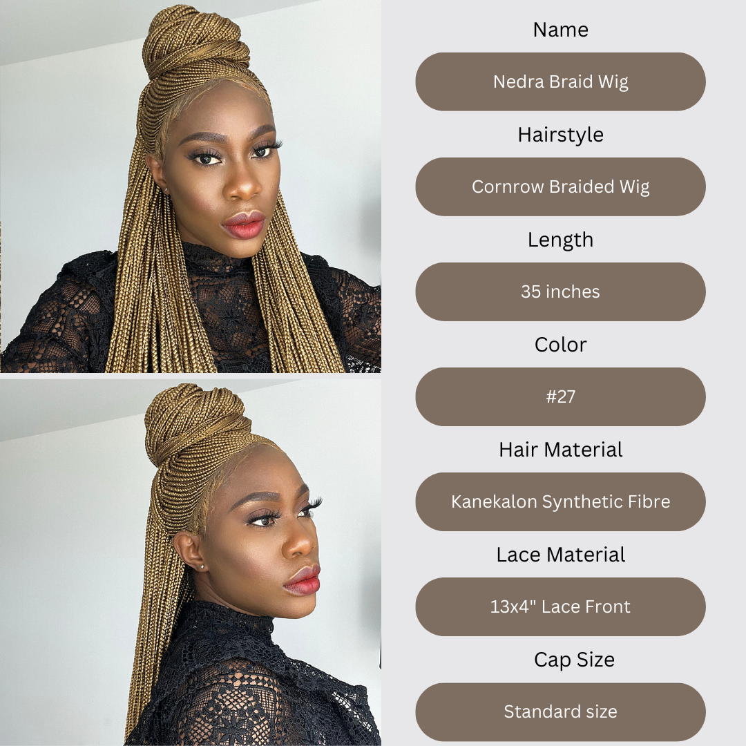 Lace Front Cornrow Braids Wig - Nedra