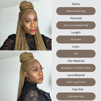 Lace Front Cornrow Braids Wig - Nedra