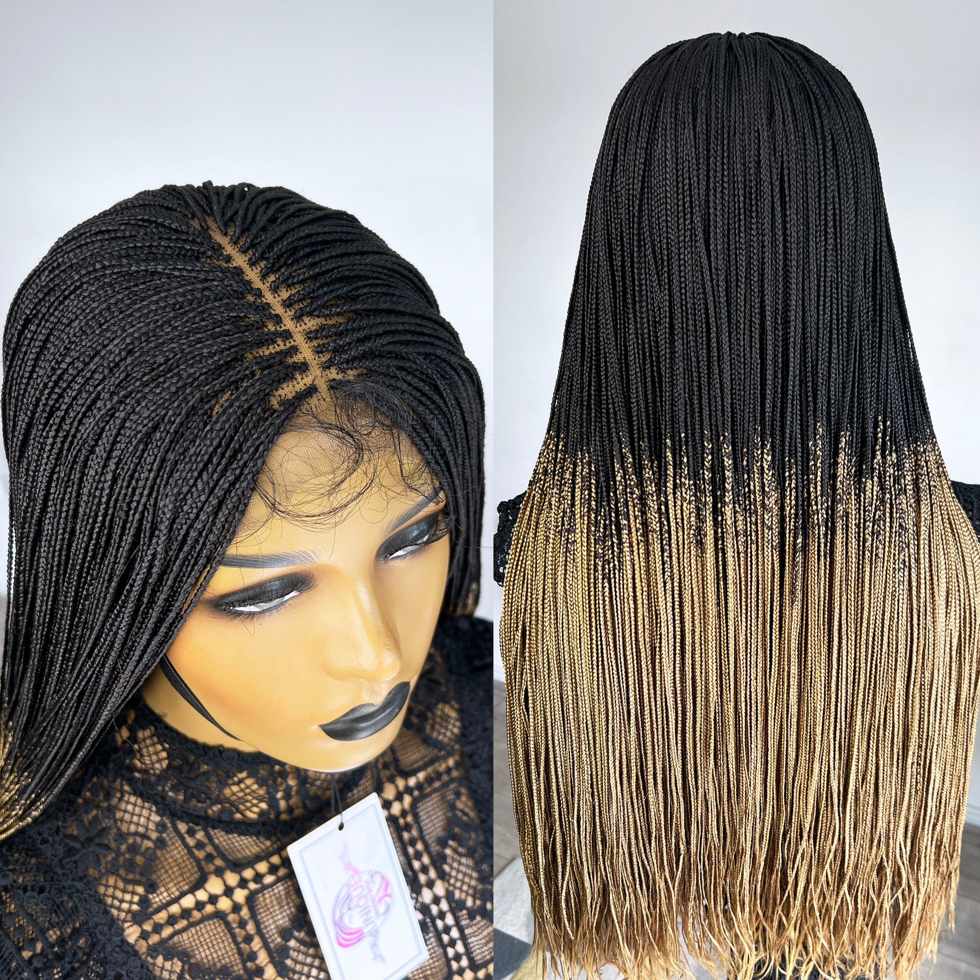 Unique Micro Box Braided Wig - #1b/27 ombre - UniqueBraidedWigs