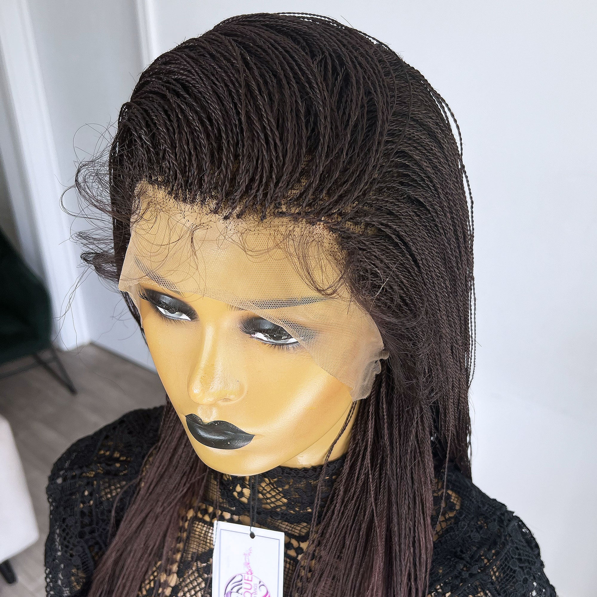 Lace Front Micro Senegalese Twists Braid Wig - Elle - UniqueBraidedWigs