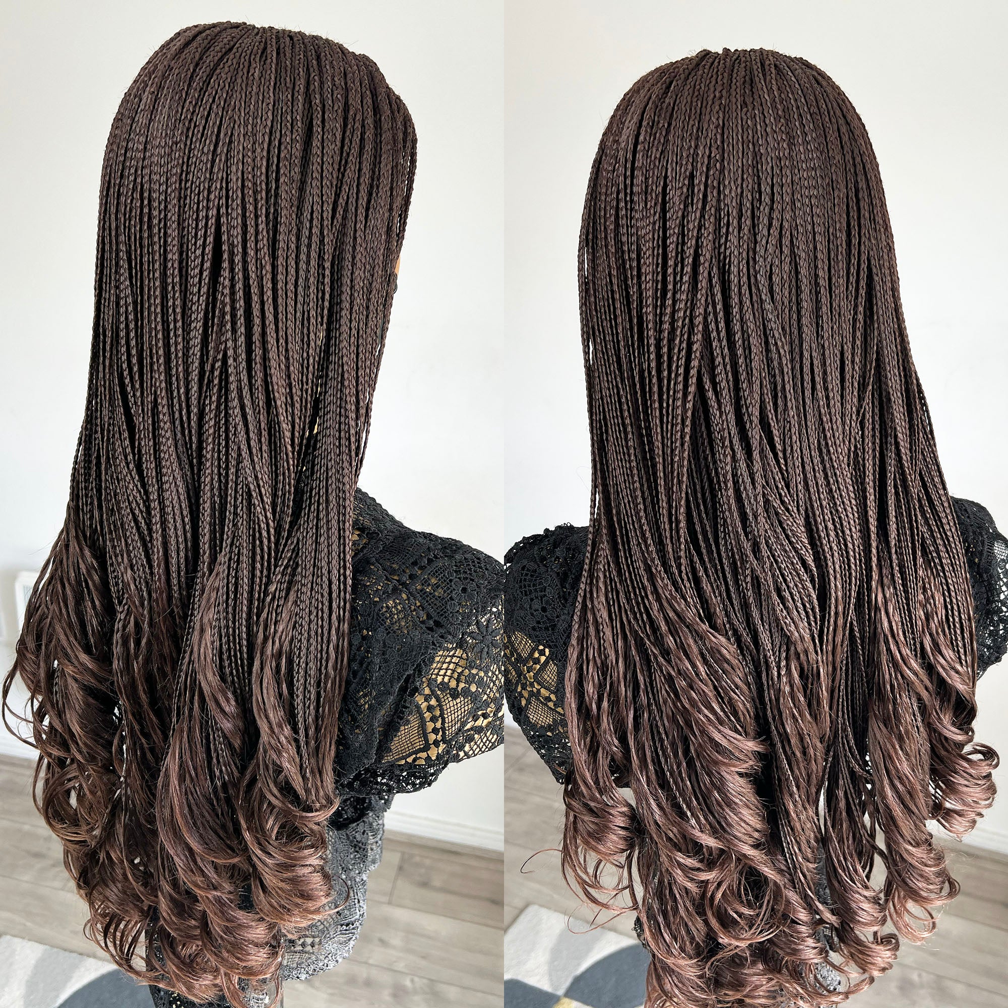 Cornrow Braided Wig with Curly Ends - #33 - UniqueBraidedWigs