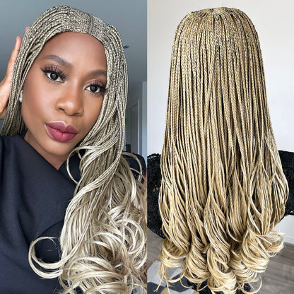 French Curls Cornrow Box Braids - UniqueBraidedWigs